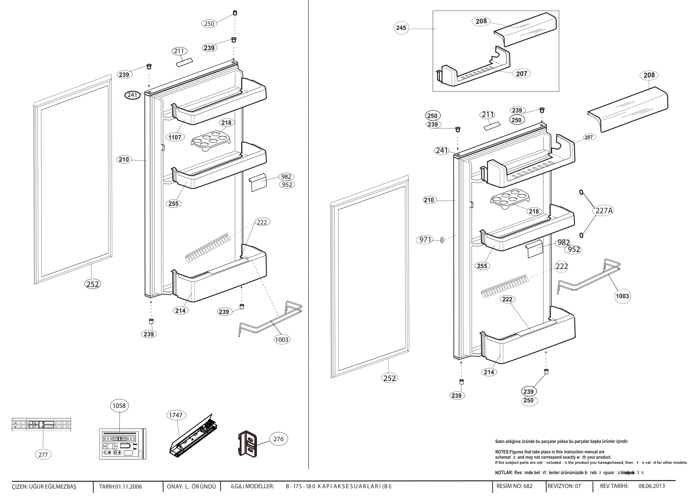 DOOR & ACCESSORIES ASSEMBLY (B-175/180 BUILT-IN)