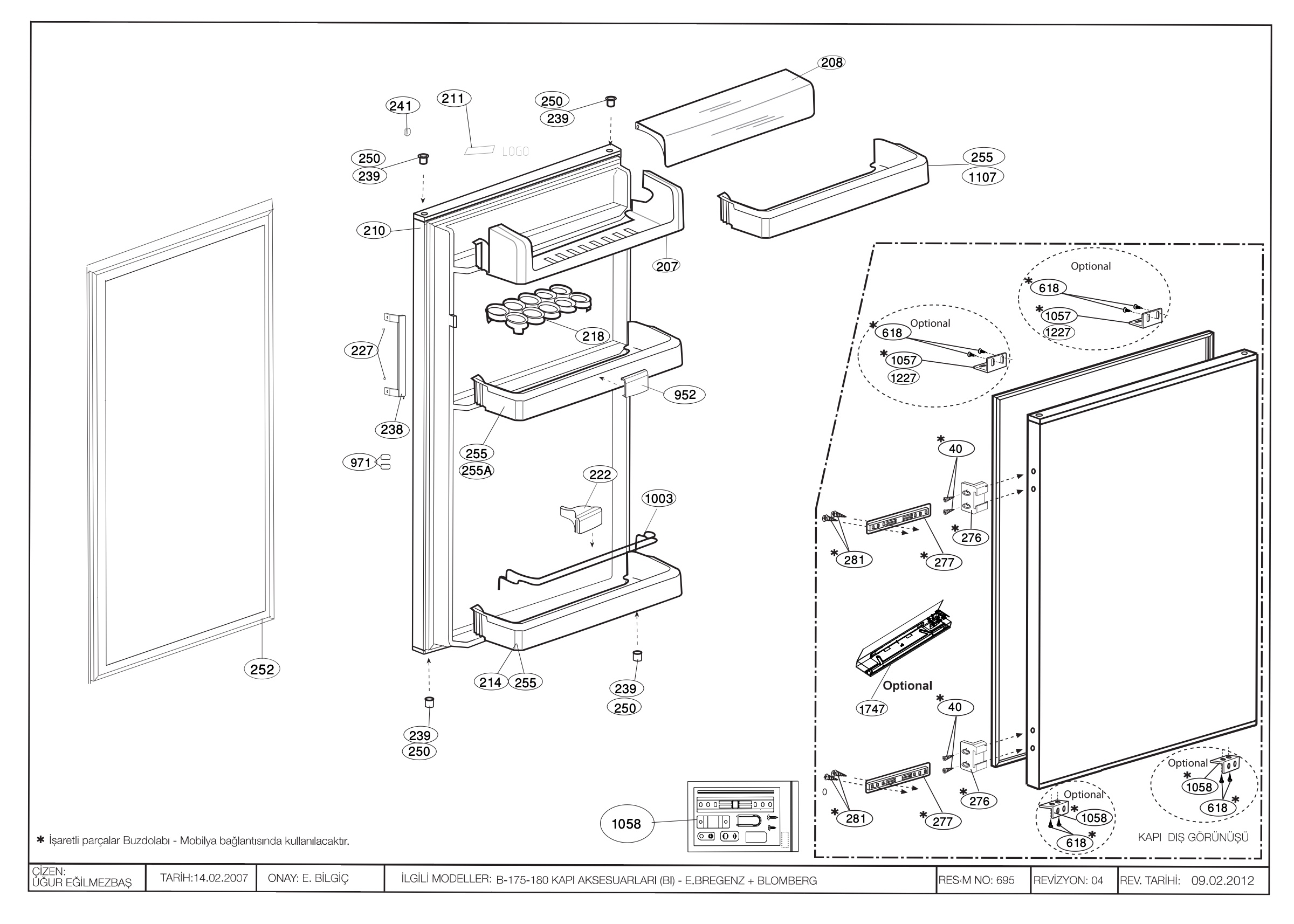 DOOR & ACCESSORIES ASSEMBLY (B-175/180 B-IN BLOMBERG)