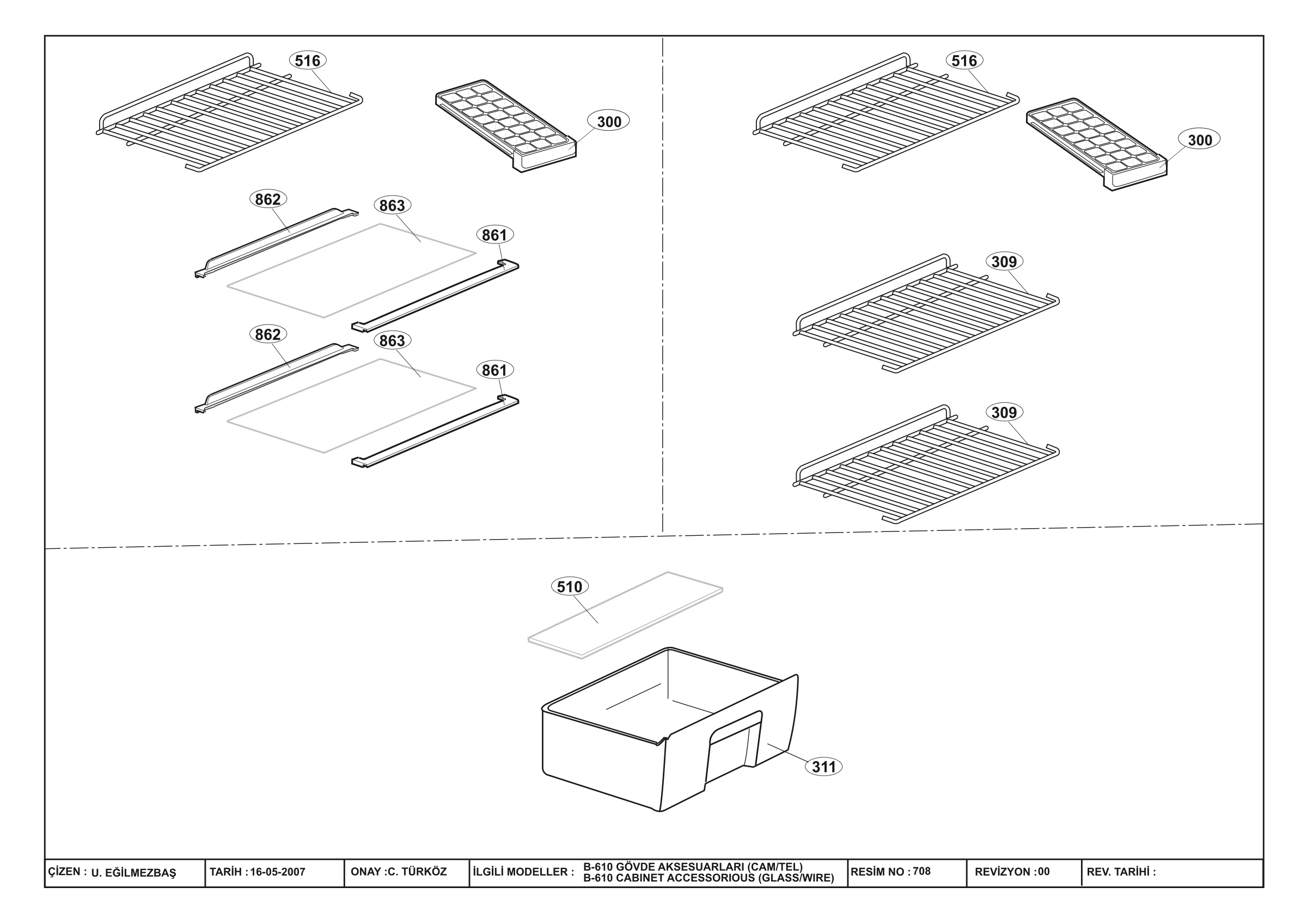 CABINET ACCESSORIES ASSY.(B-610)