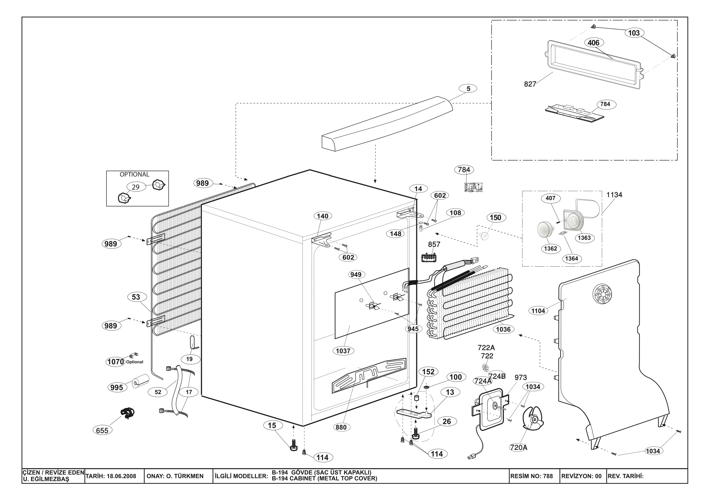 CABINET ASSEMBLY (B-194 METAL TOP COVER/ WO LIGHT)