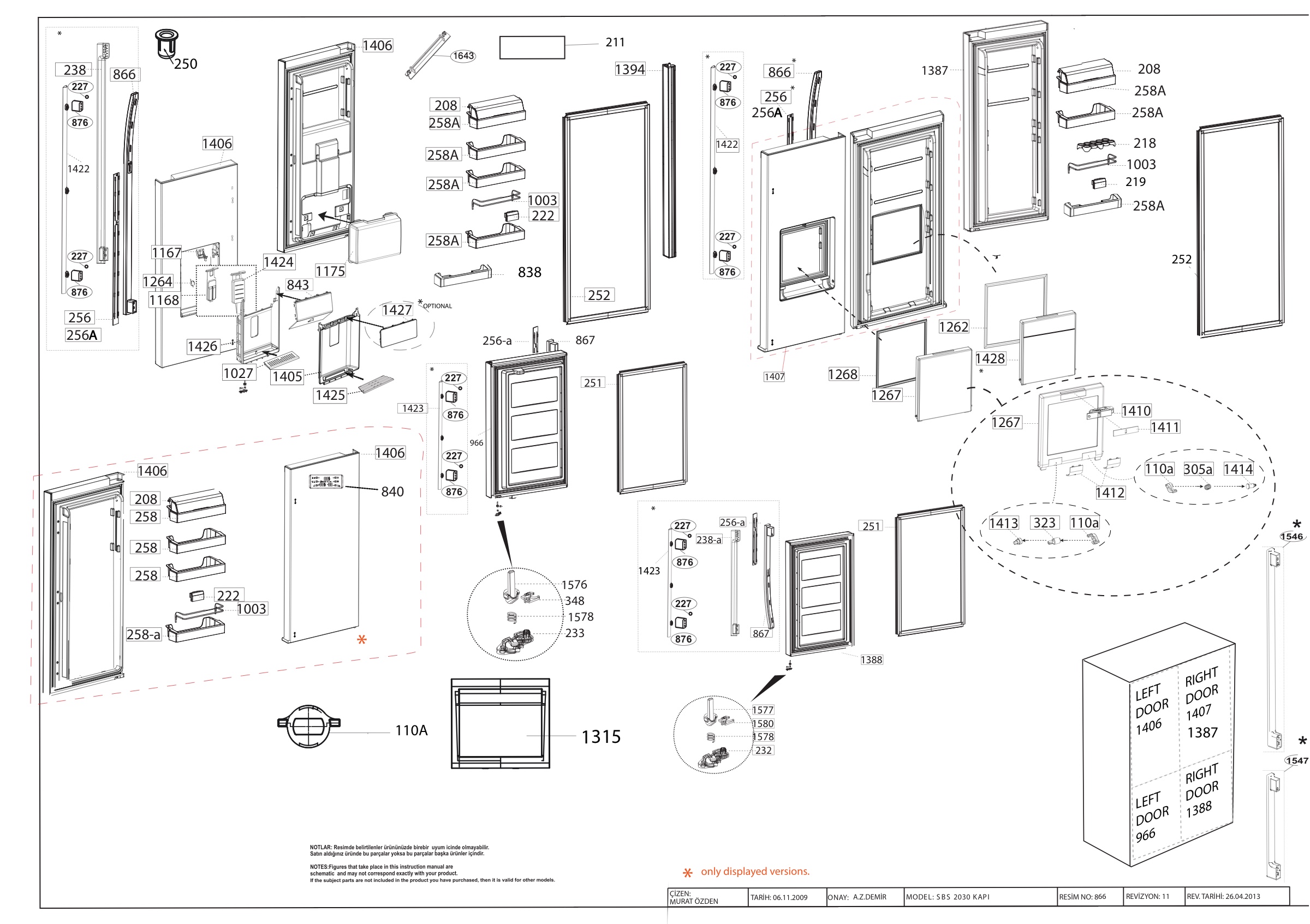 DOOR & ACCESSORY ASSEMBLY ( G92605NE / B-2030)