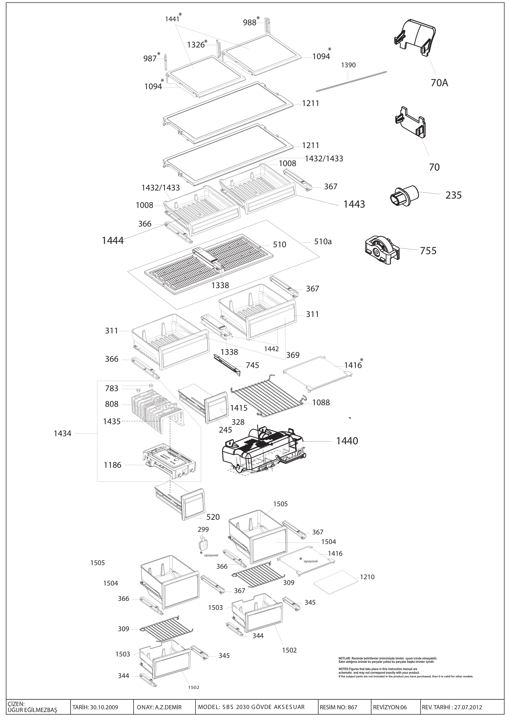 CABINET ACCESSORIES ASSEMBLY( G92605NE / B-2030 )