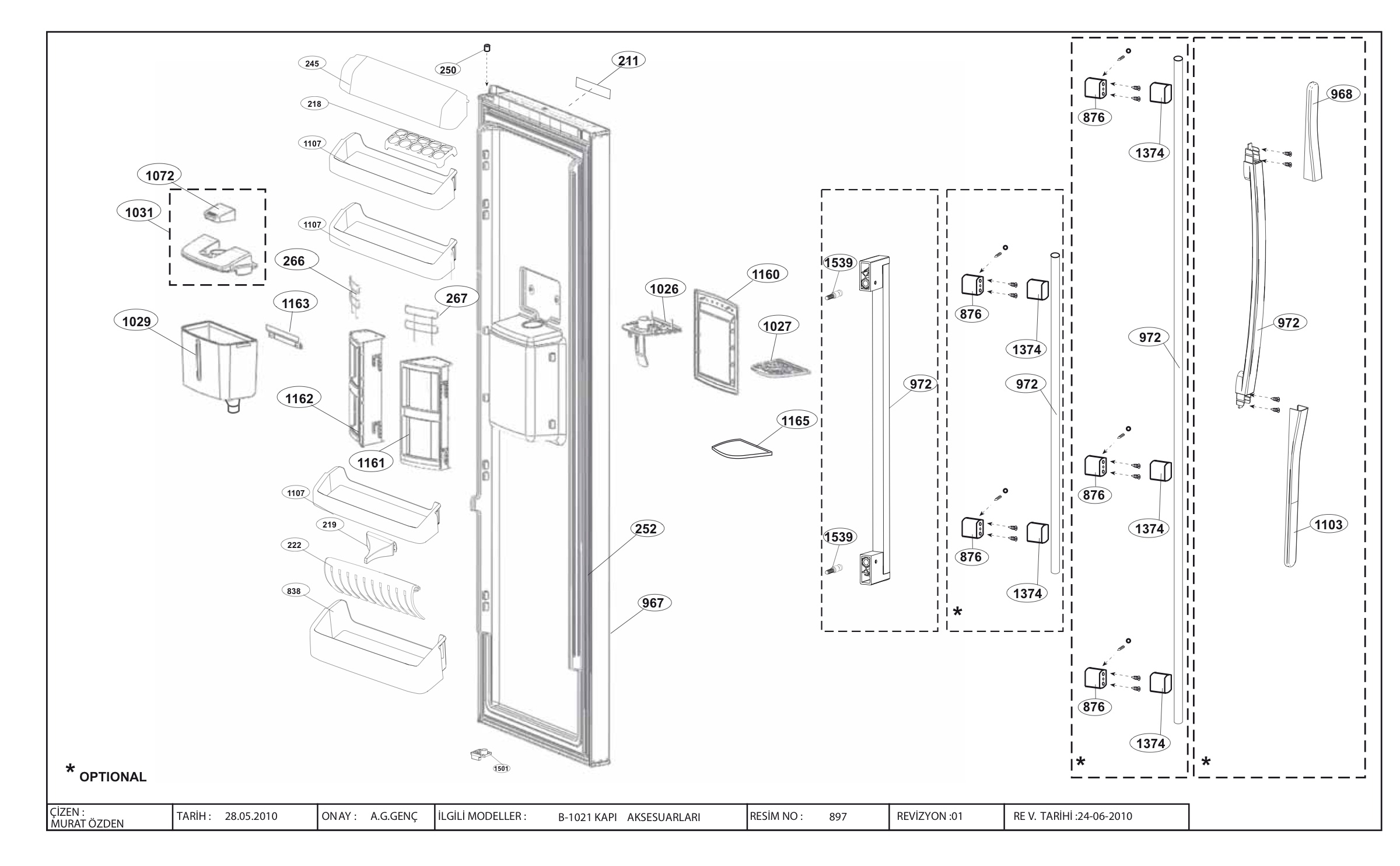 DOOR ASSEMBLY ( FF DOOR / WITH WATER DISPENSER NEW SBS )