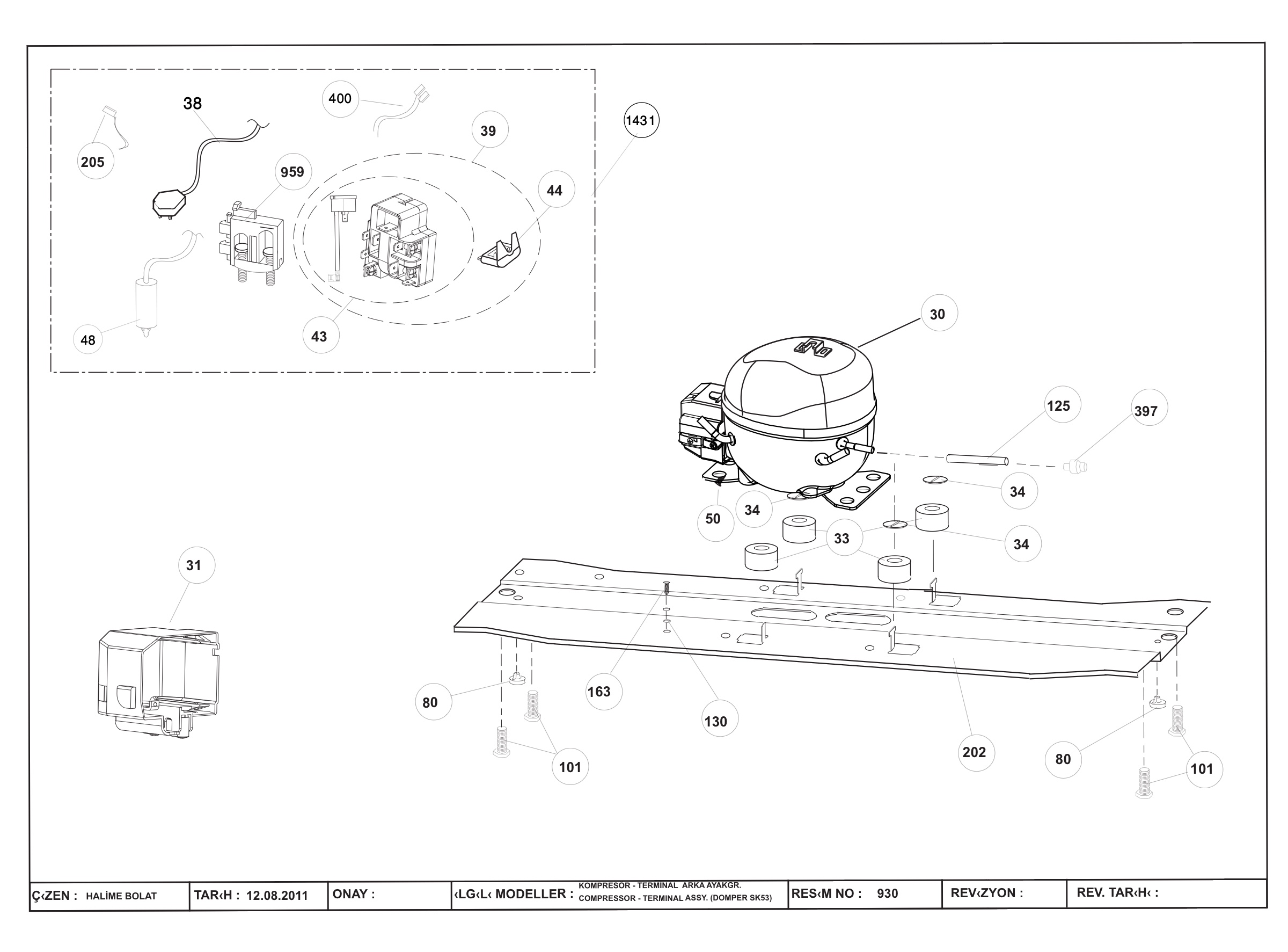 COMPRESSOR - TERMINAL ASSY. (DOMPER SK53)