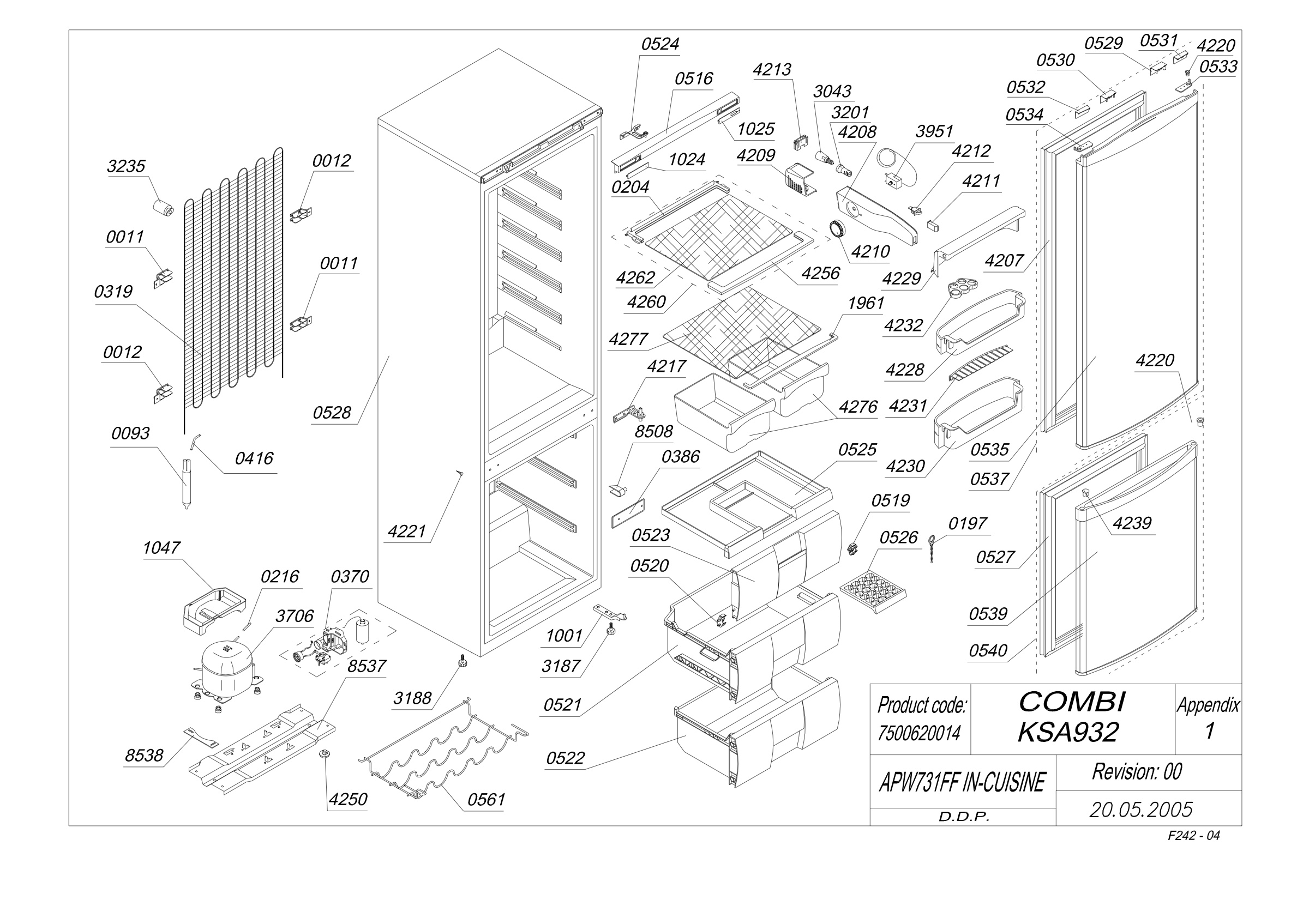 EXPLODED VIEW APW731FF IN-CUISINE