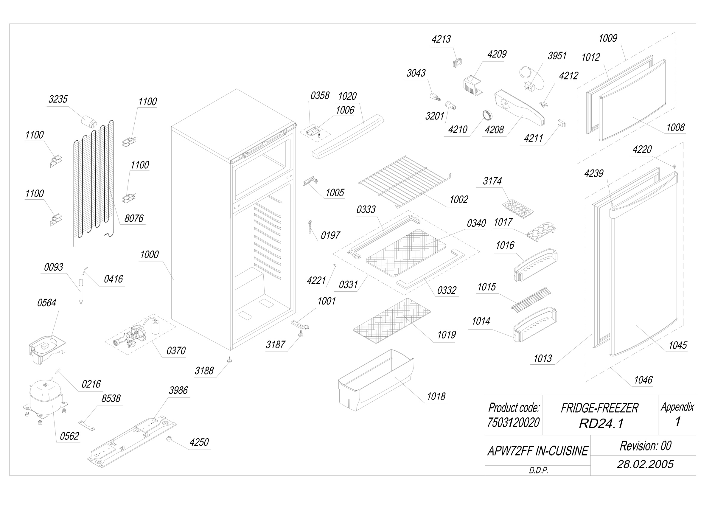 EXPLODED VIEW APW72FF IN-CUISINE