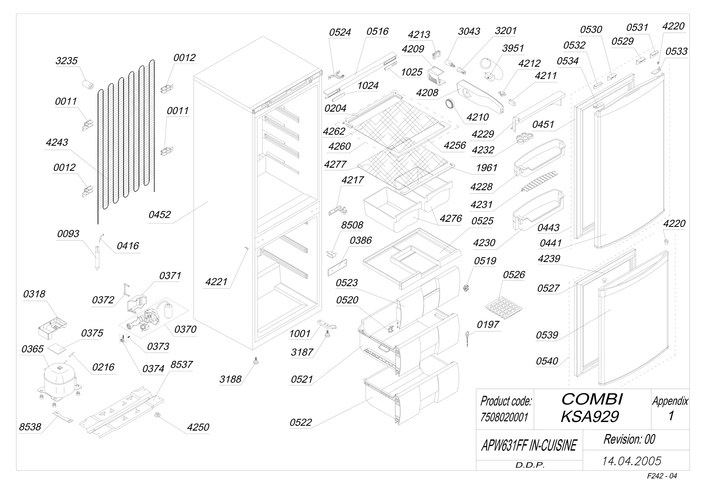 EXPLODED VIEW APW631FF IN-CUISINE