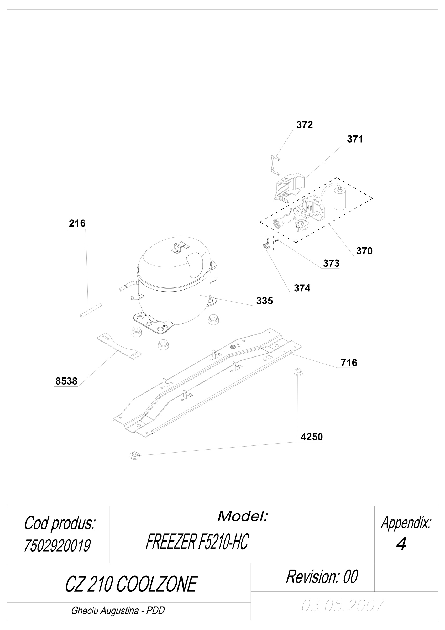 EXPLODED VIEW COMPRESSOR CZ 210 COOLZONE