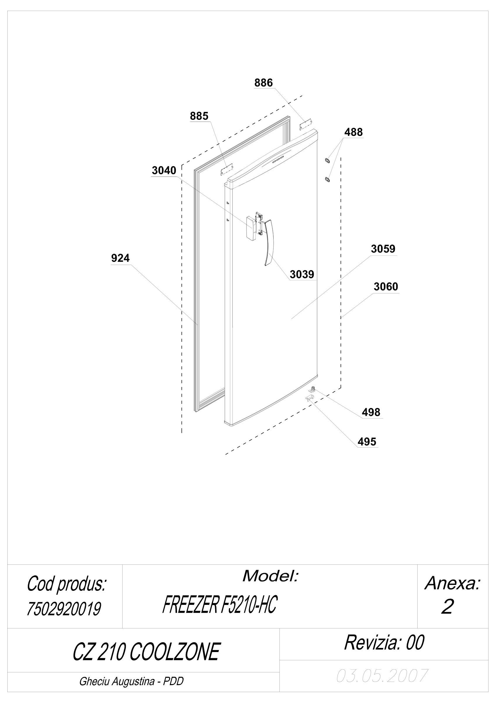 EXPLODED VIEW DOOR CZ 210 COOLZONE