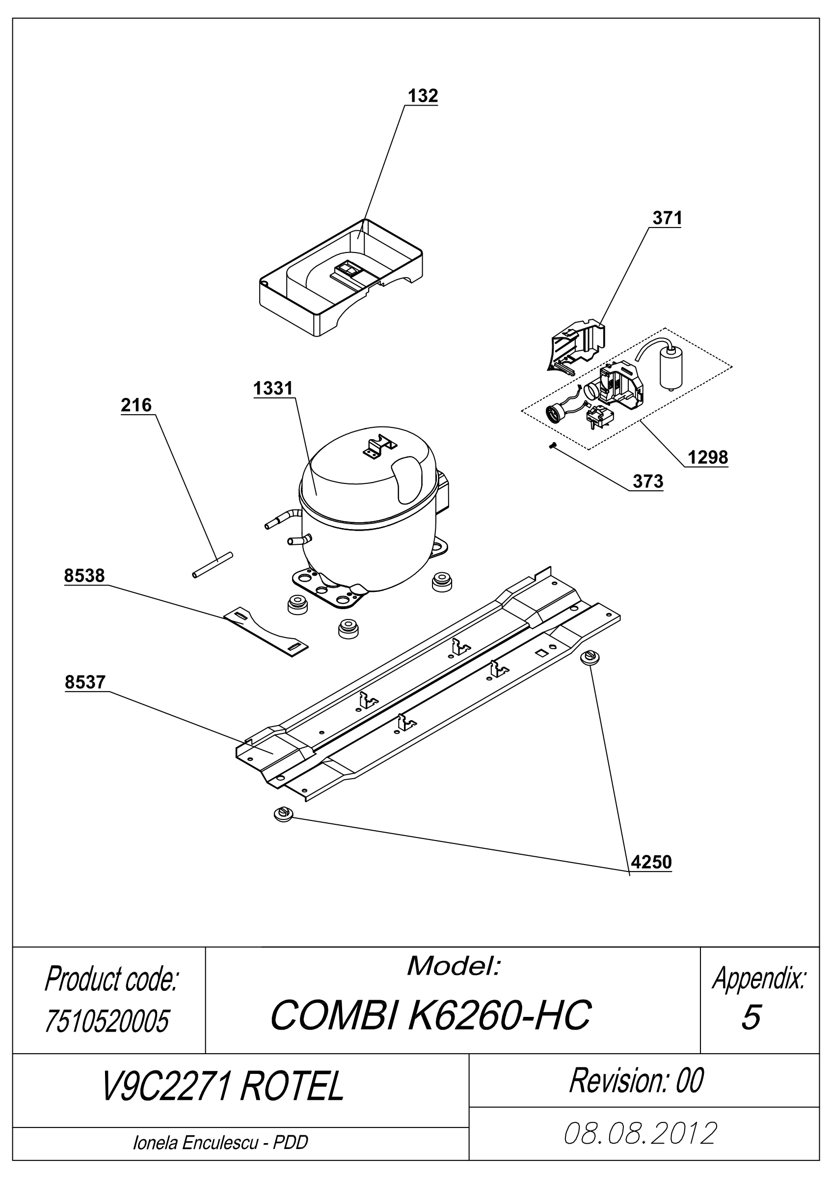 EXPLODED VIEW COMPRESSOR V9C2271 ROTEL