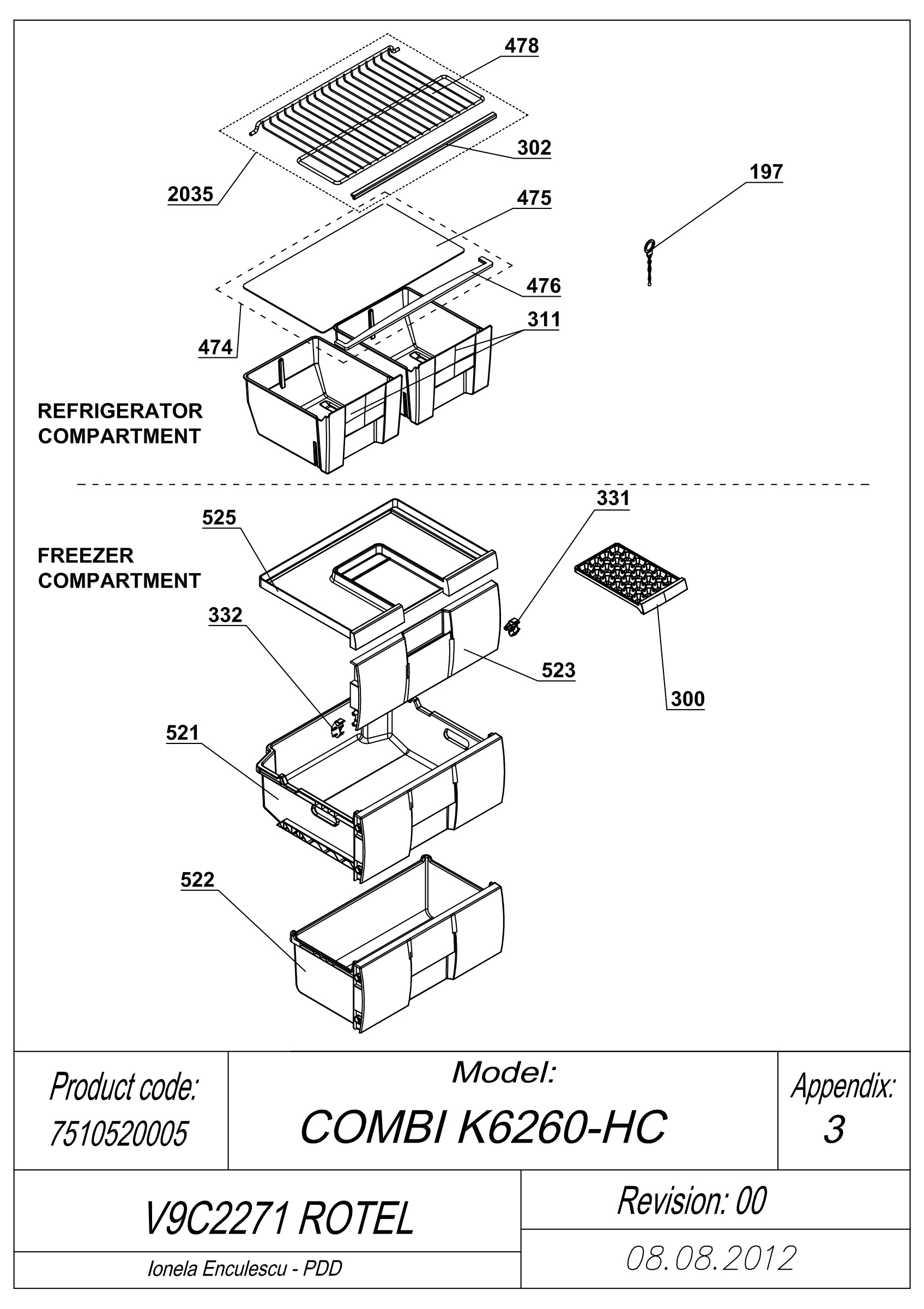 EXPLODED VIEW SHELVES V9C2271 ROTEL