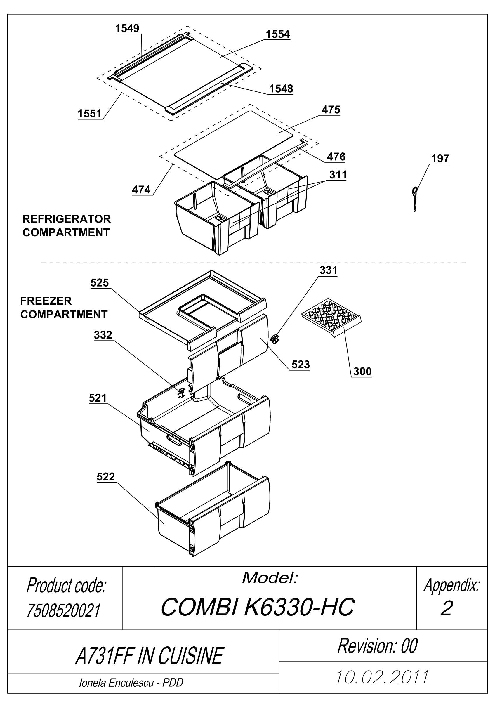 EXPLODED VIEW SHELVES A 731FF IN CUISINE