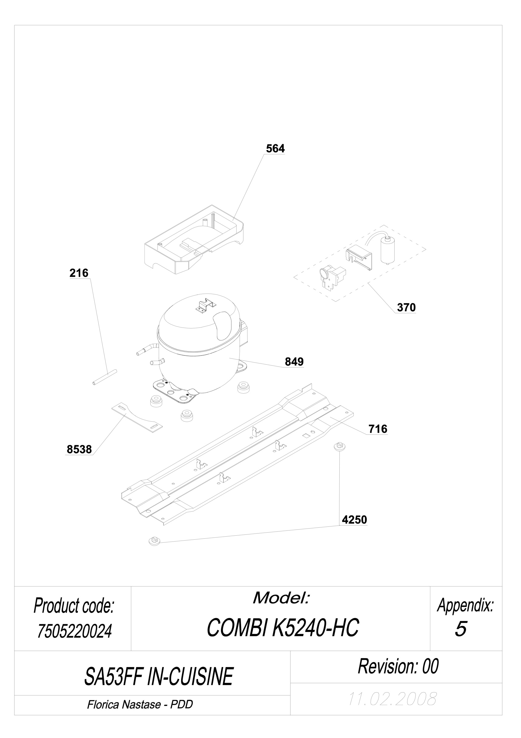 EXPLODED VIEW COMPRESSOR_TYPE1 SA53FF IN-CUISINE