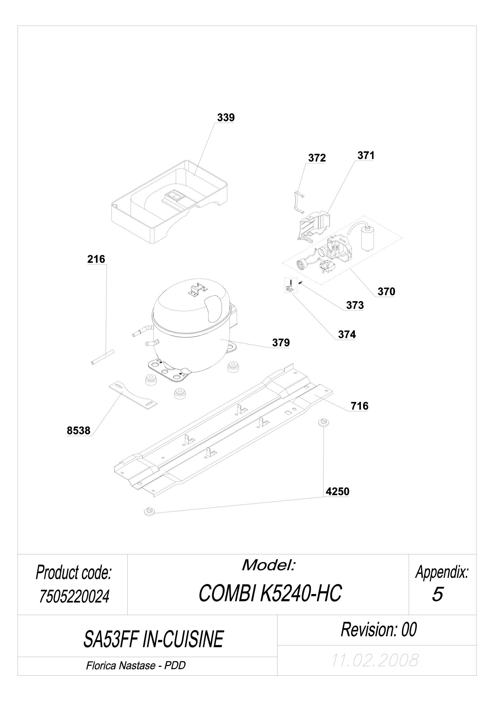 EXPLODED VIEW COMPRESSOR_TYPE2 SA53FF IN-CUISINE