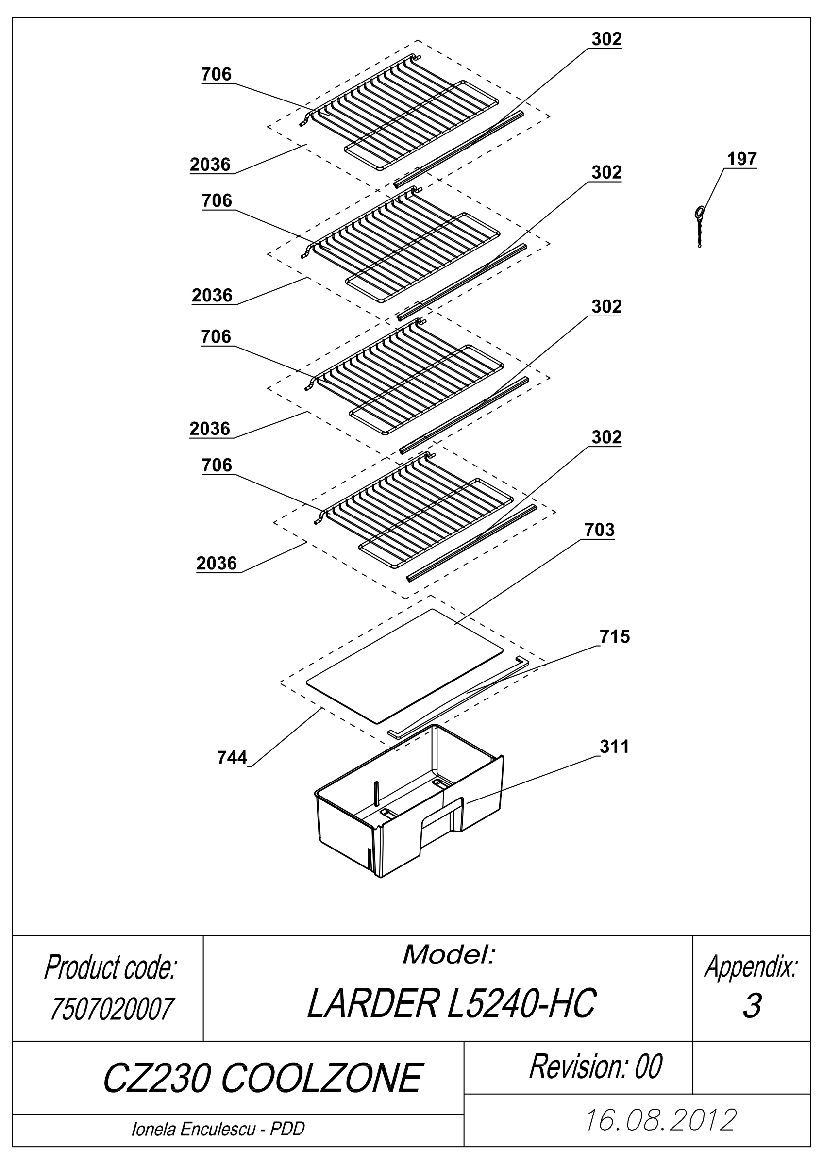EXPLODED VIEW SHELVES CZ230 COOLZONE