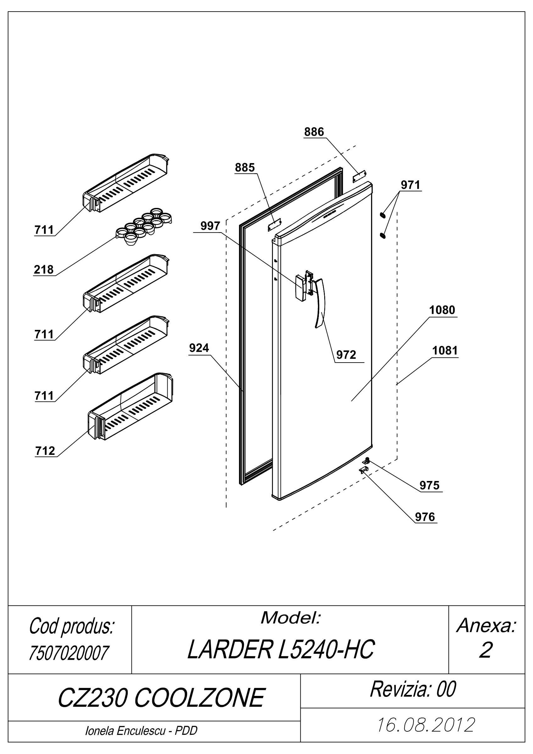 EXPLODED VIEW DOOR CZ230 COOLZONE
