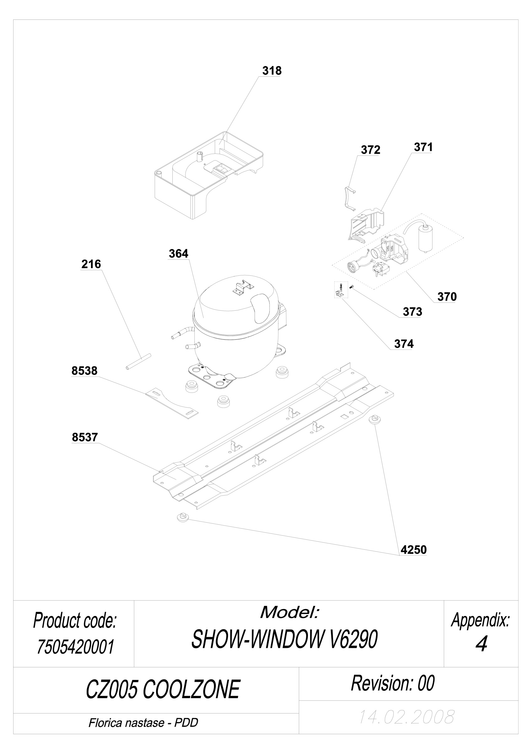 EXPLODED VIEW COMPRESSOR CZ005 COOLZONE