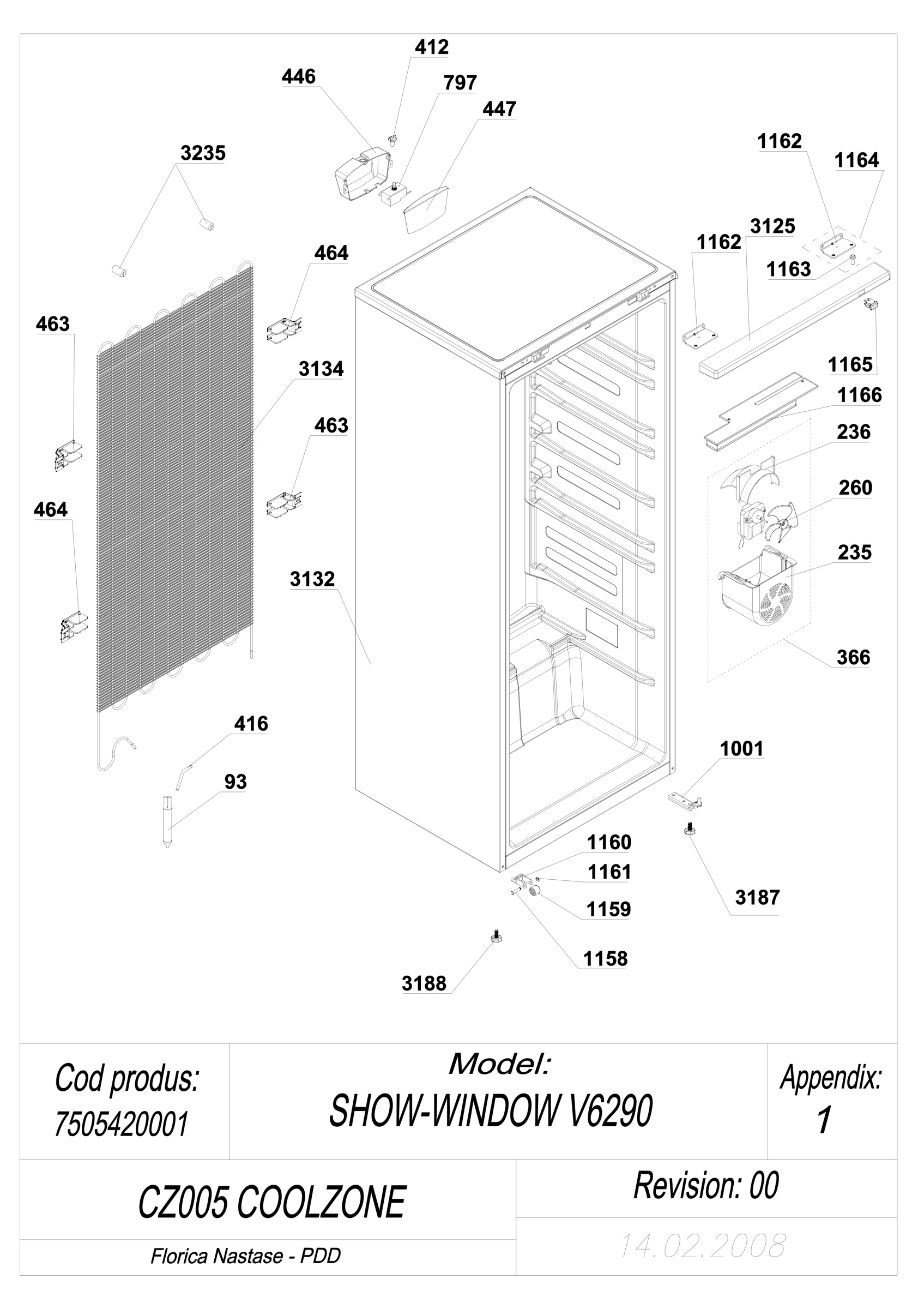 EXPLODED VIEW CABINET CZ005 COOLZONE