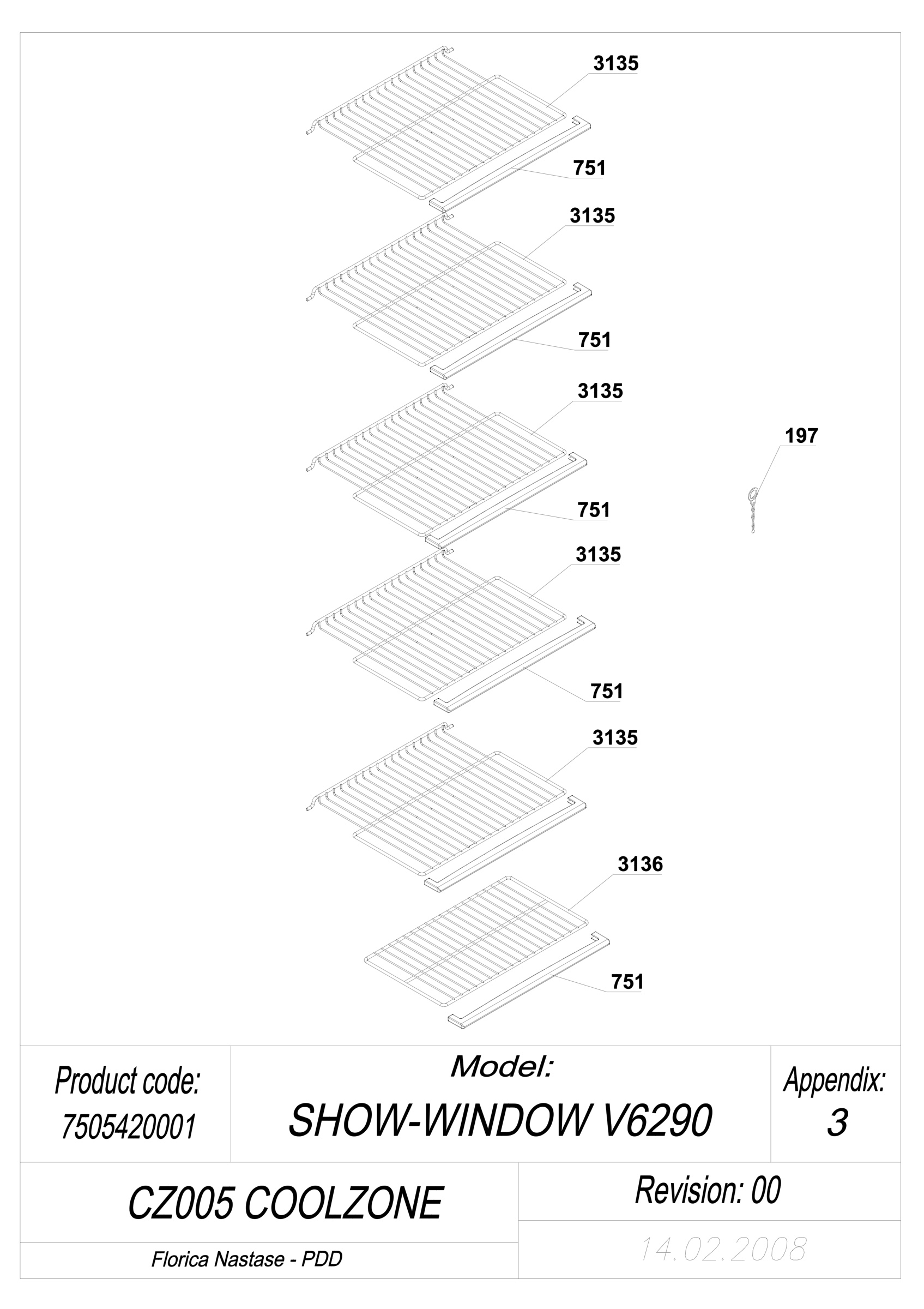 EXPLODED VIEW SHELFS CZ005 COOLZONE
