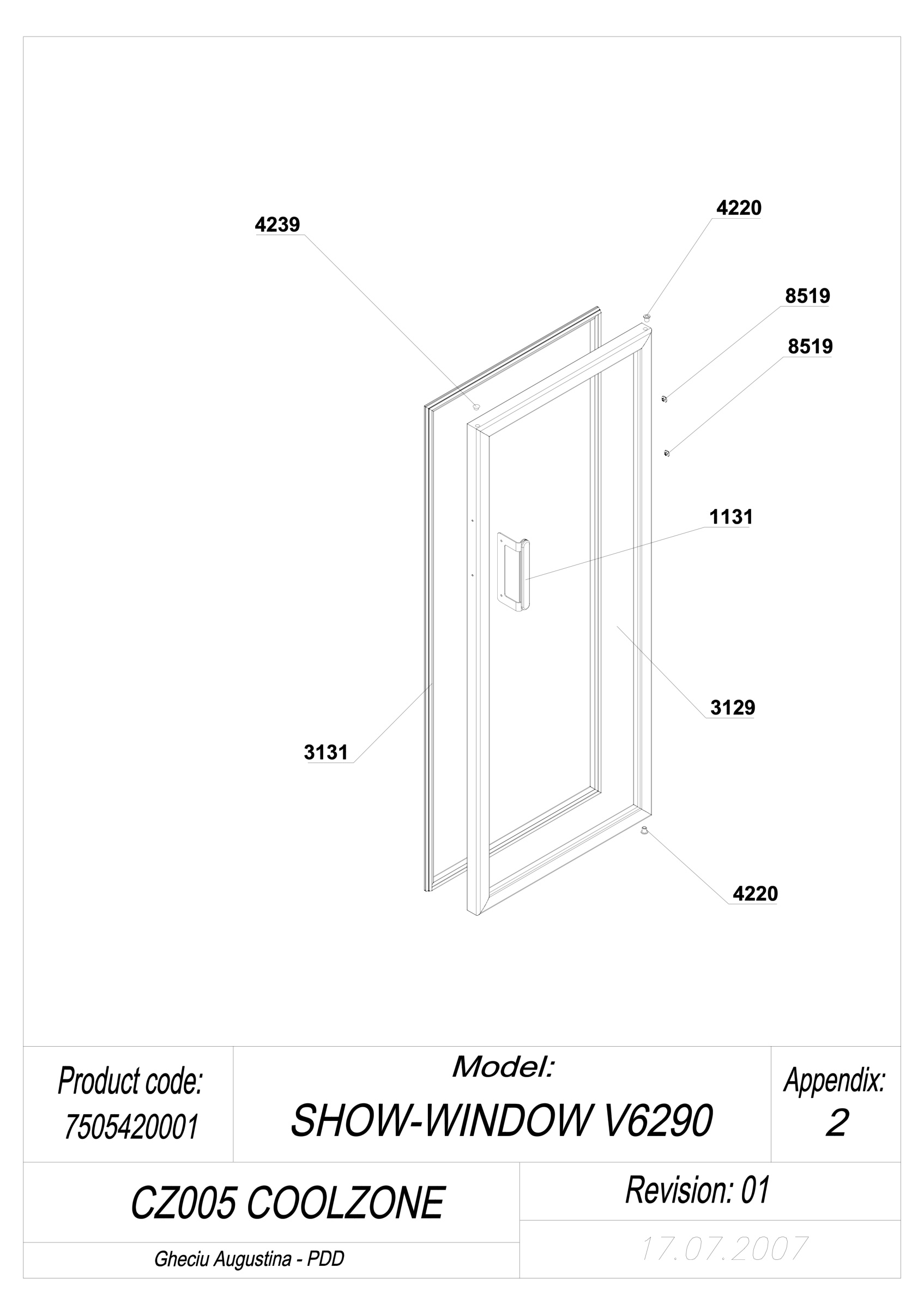 EXPLODED VIEW DOOR CZ005 COOLZONE