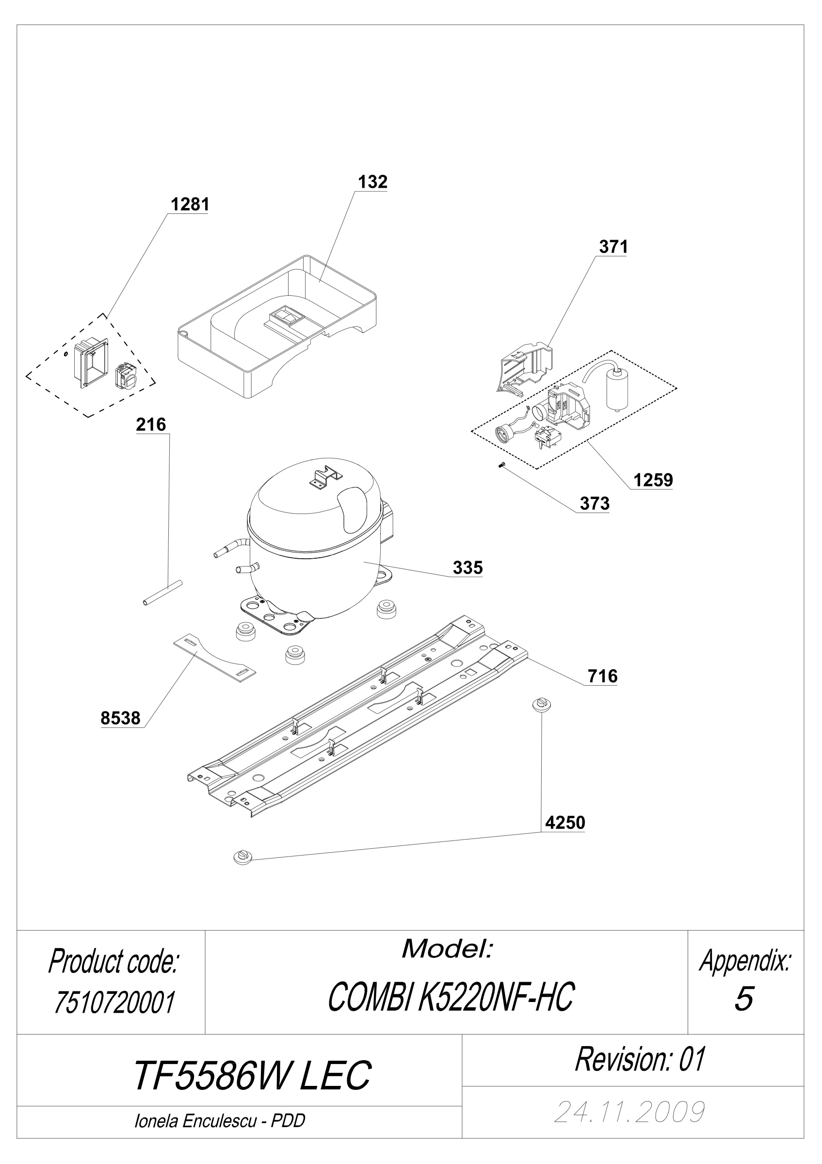 EXPLODED VIEW COMPRESSOR TF5586W LEC
