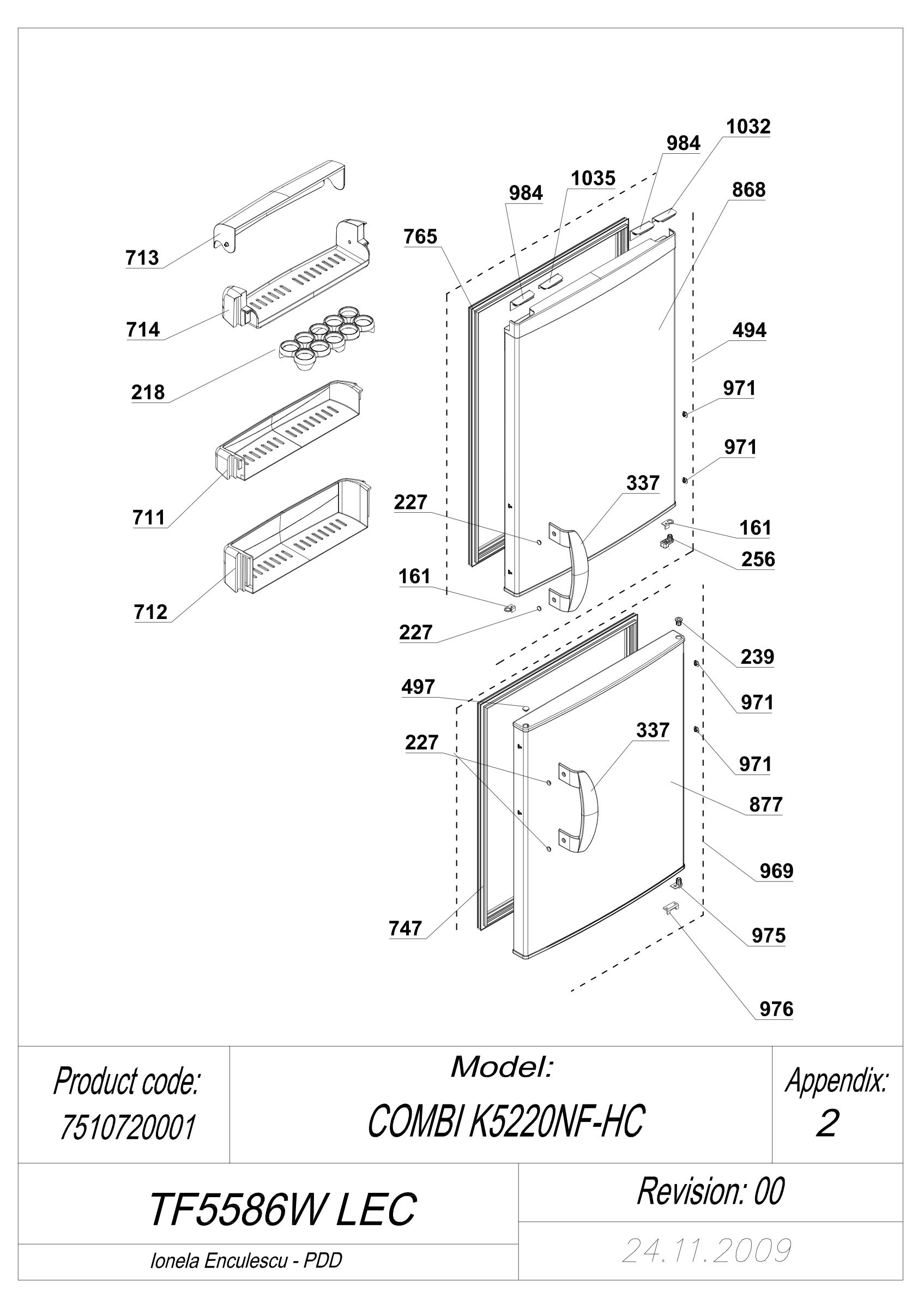 EXPLODED VIEW DOORS TF5586W LEC