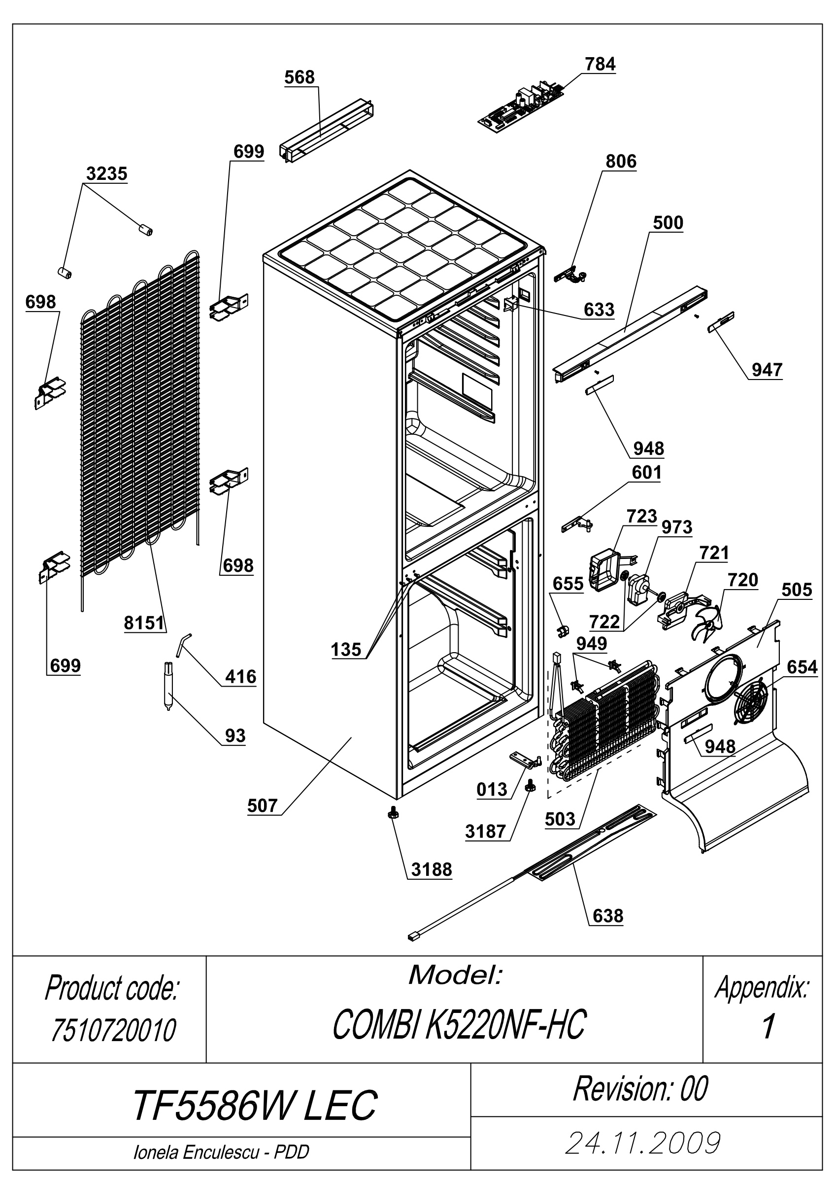 EXPLODED VIEW CABINET TF5586W LEC
