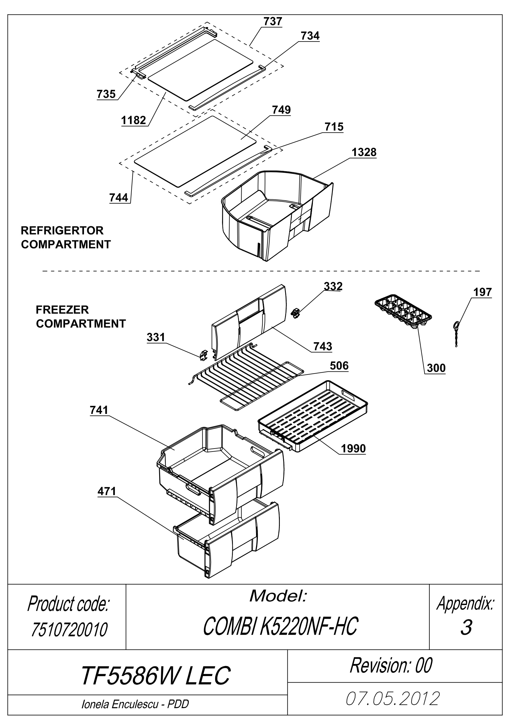 EXPLODED VIEW SHELVES TF5586W LEC