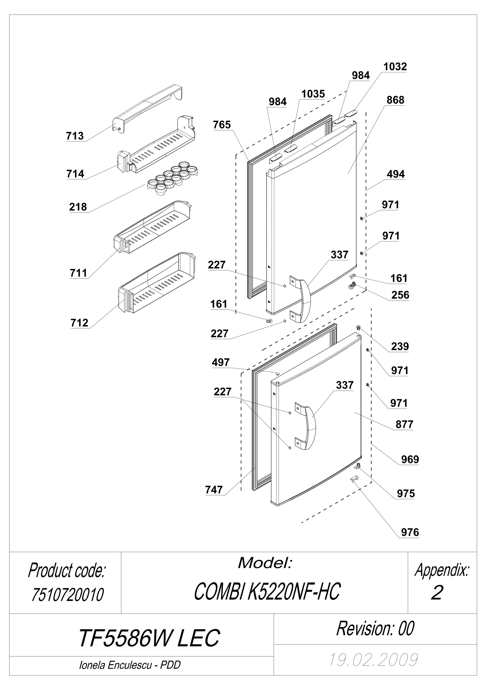 EXPLODED VIEW DOORS TF5586W LEC