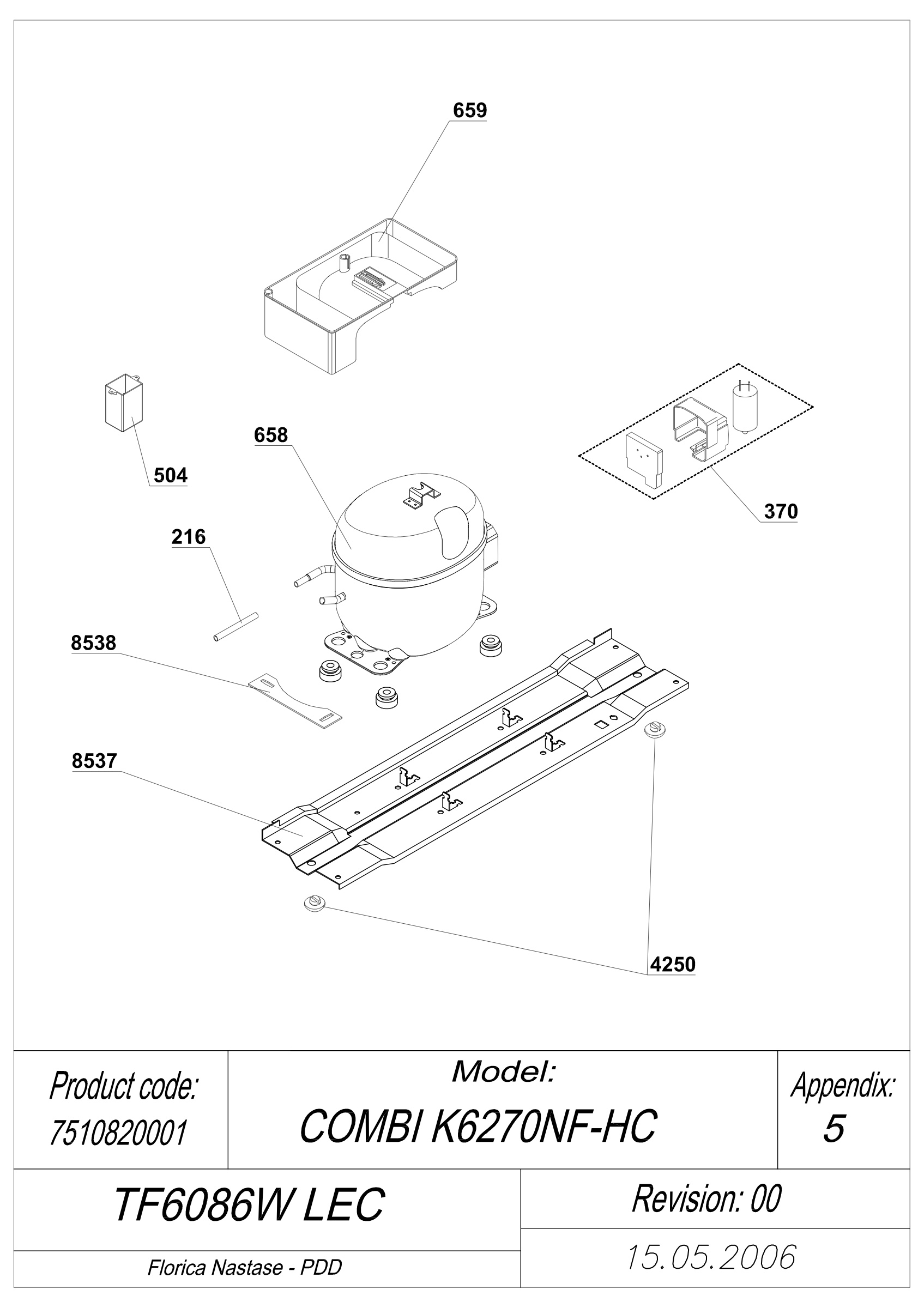 EXPLODED VIEW COMPRESSOR TF6086W LEC