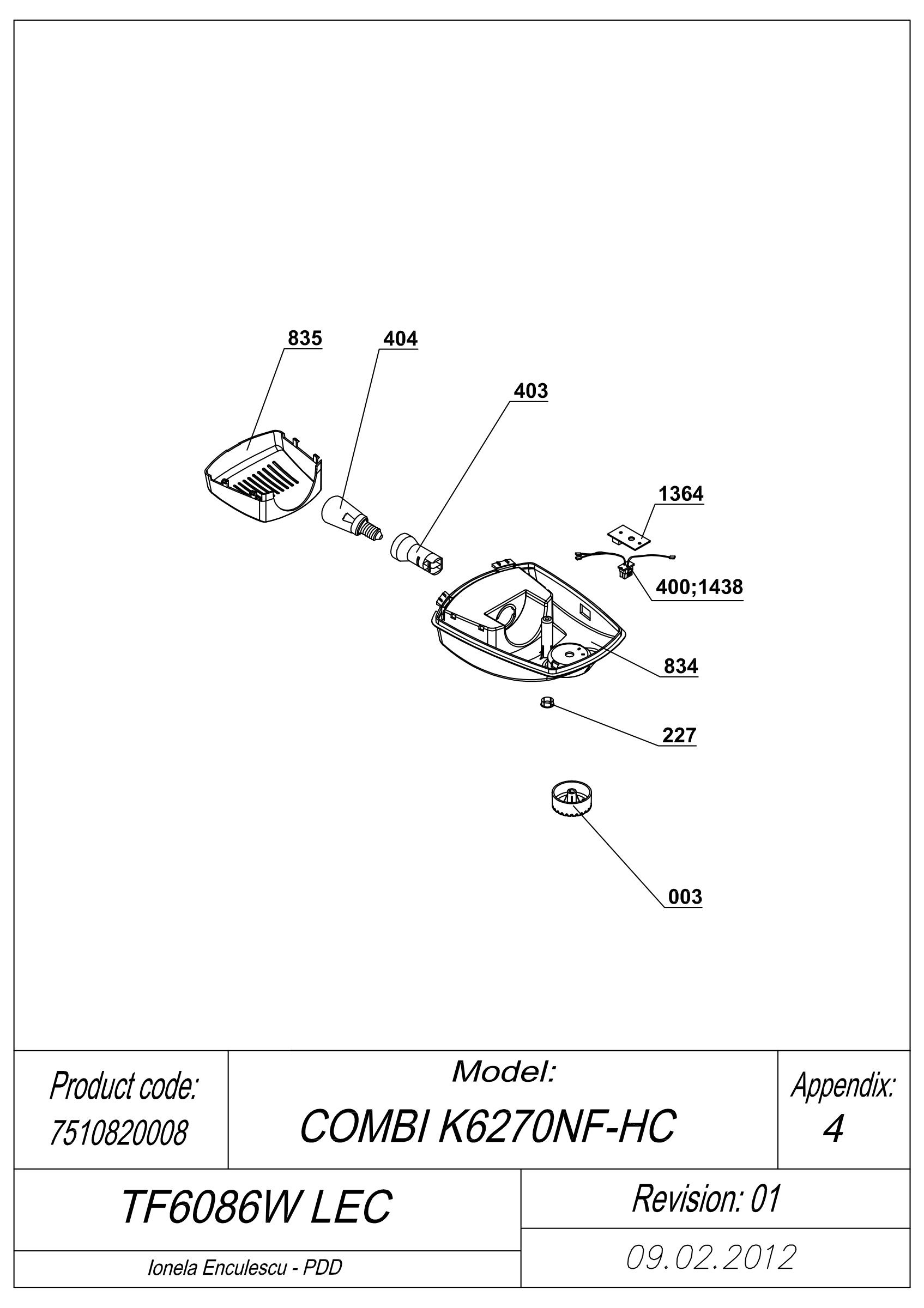 EXPLODED VIEW POTENTIOMETER TF6086W LEC