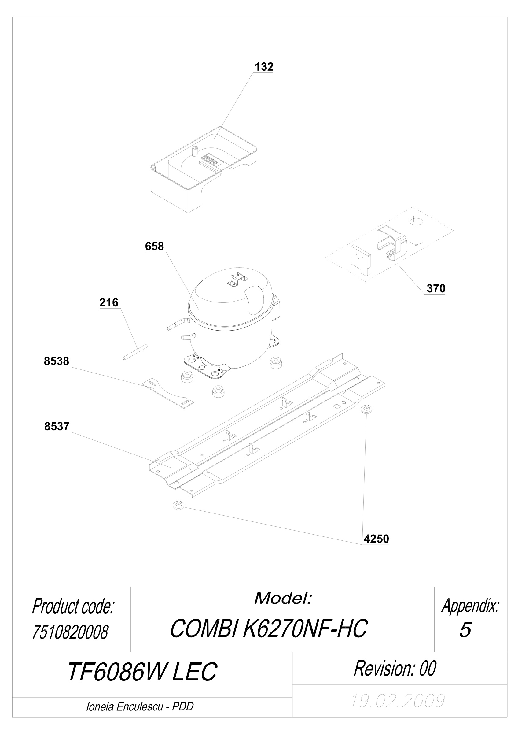 EXPLODED VIEW COMPRESSOR TF6086W LEC