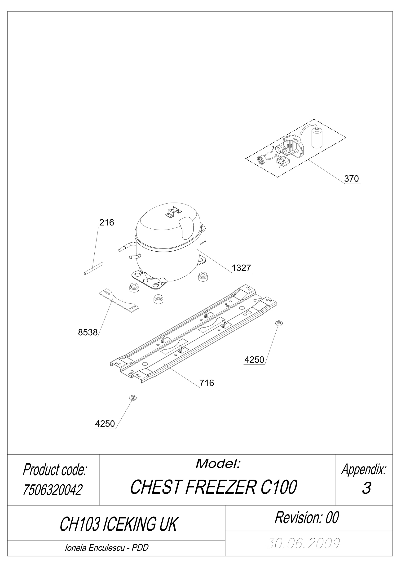 EXPLODED VIEW COMPRESSOR CH103 ICEKING
