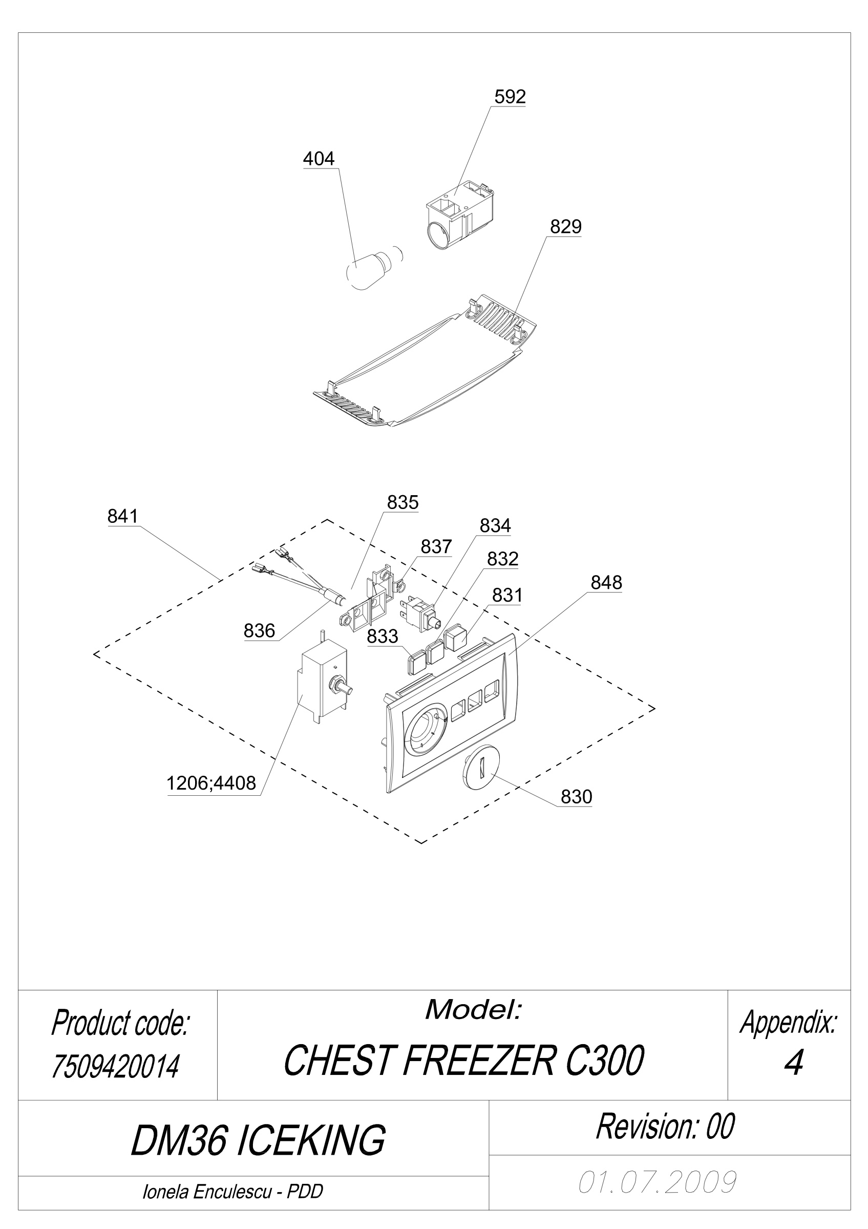 EXPLODED VIEW THERMOSTAT DM36 ICEKING