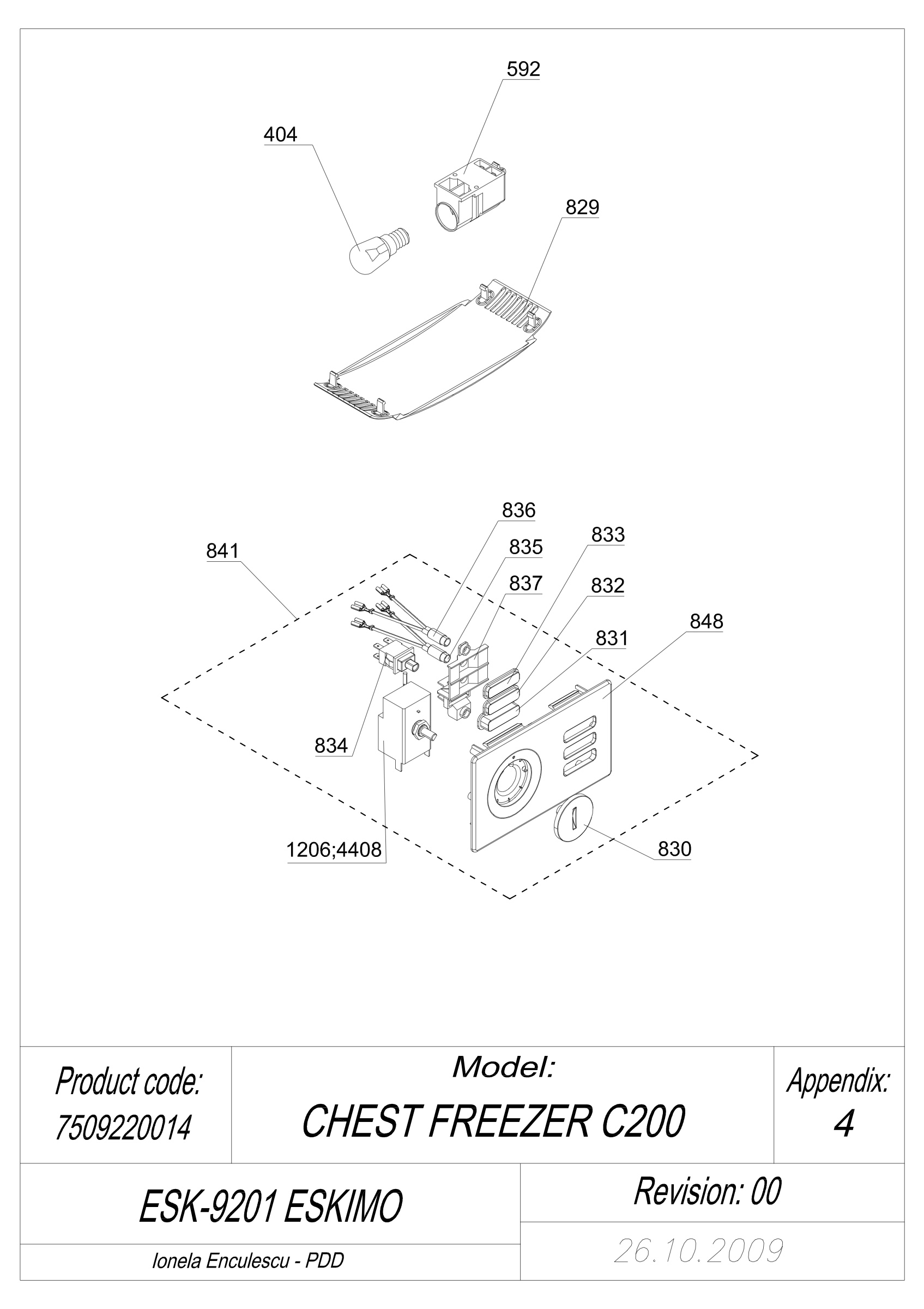 EXPLODED VIEW THERMOSTAT ESK 9201 ESKIMO