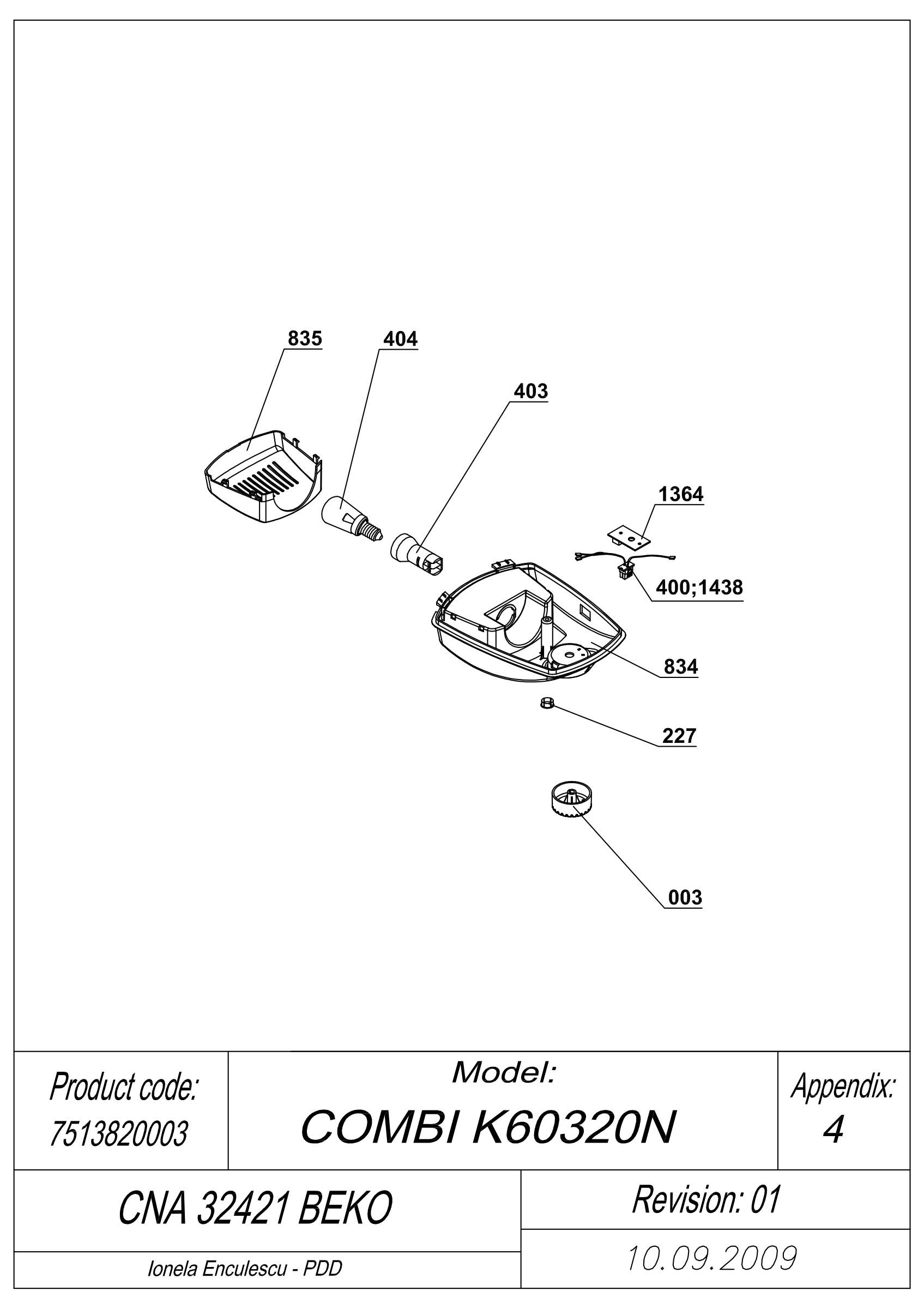 EXPLODED VIEW POTENTIOMETER CNA 32421 BEKO