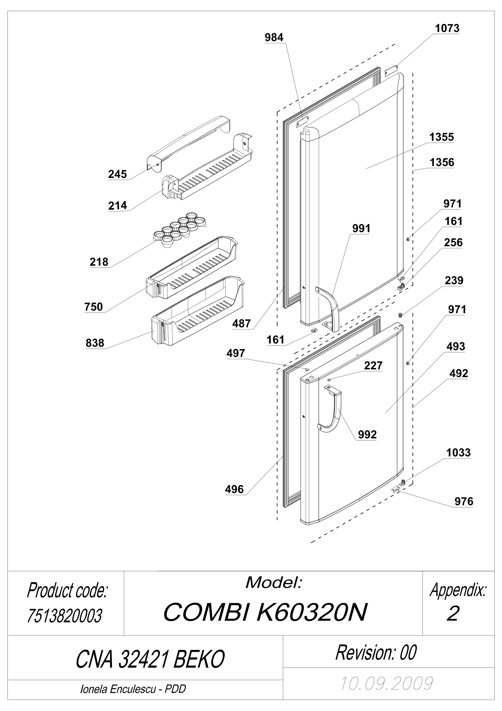 EXPLODED VIEW DOORS CNA 32421 BEKO
