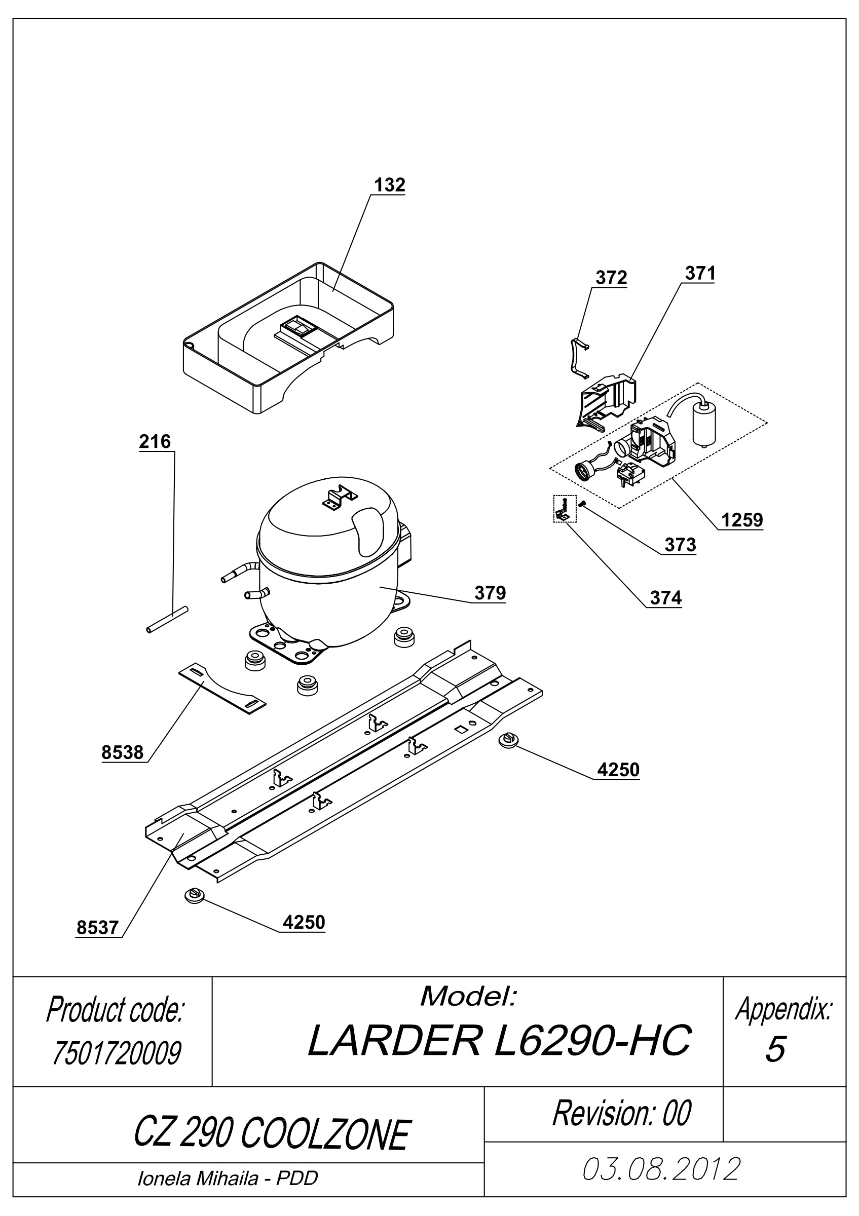 EXPLODED VIEW COMPRESSOR_MTH CZ 290 COOLZONE