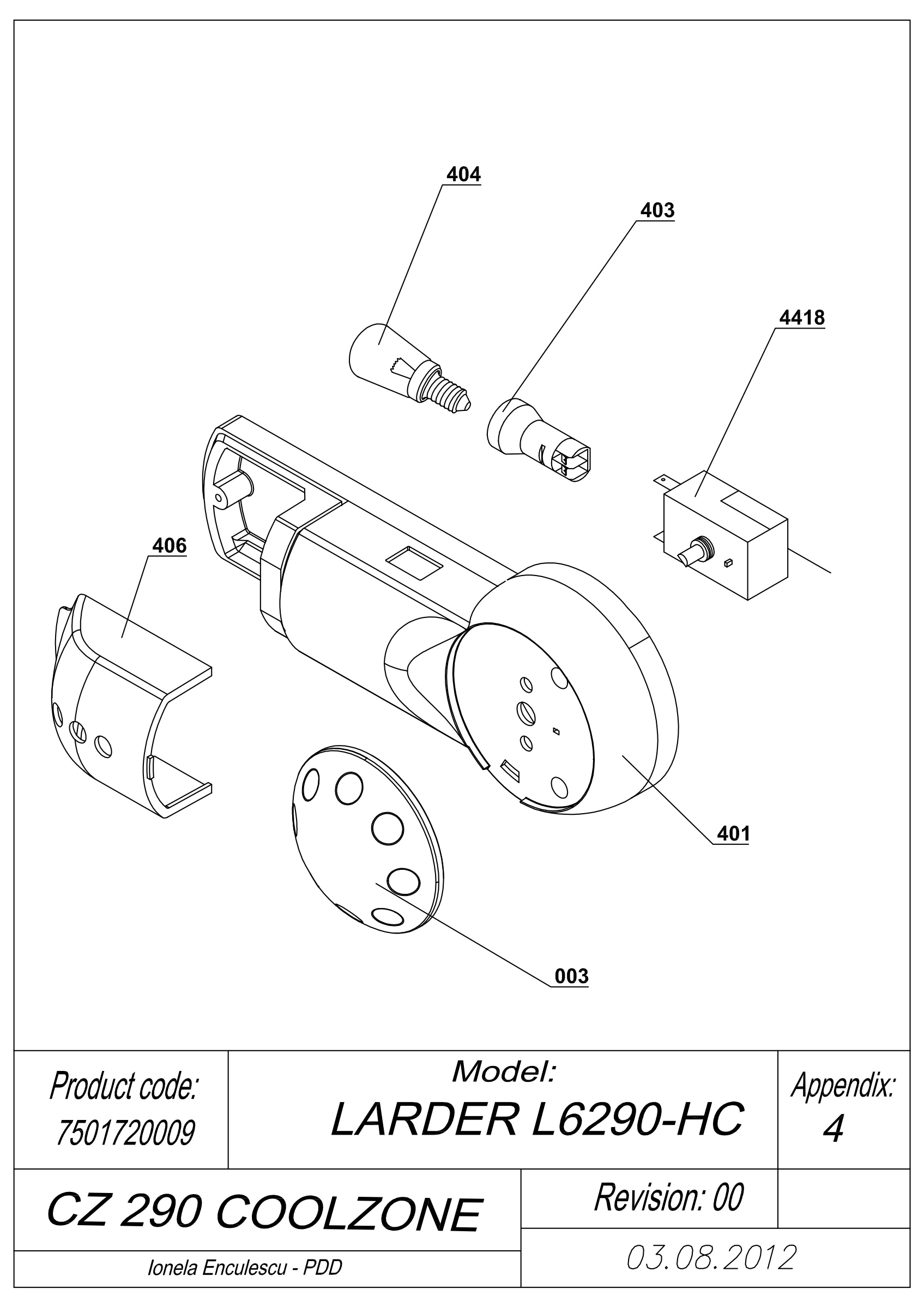 EXPLODED VIEW THERMOSTAT CZ 290 COOLZONE