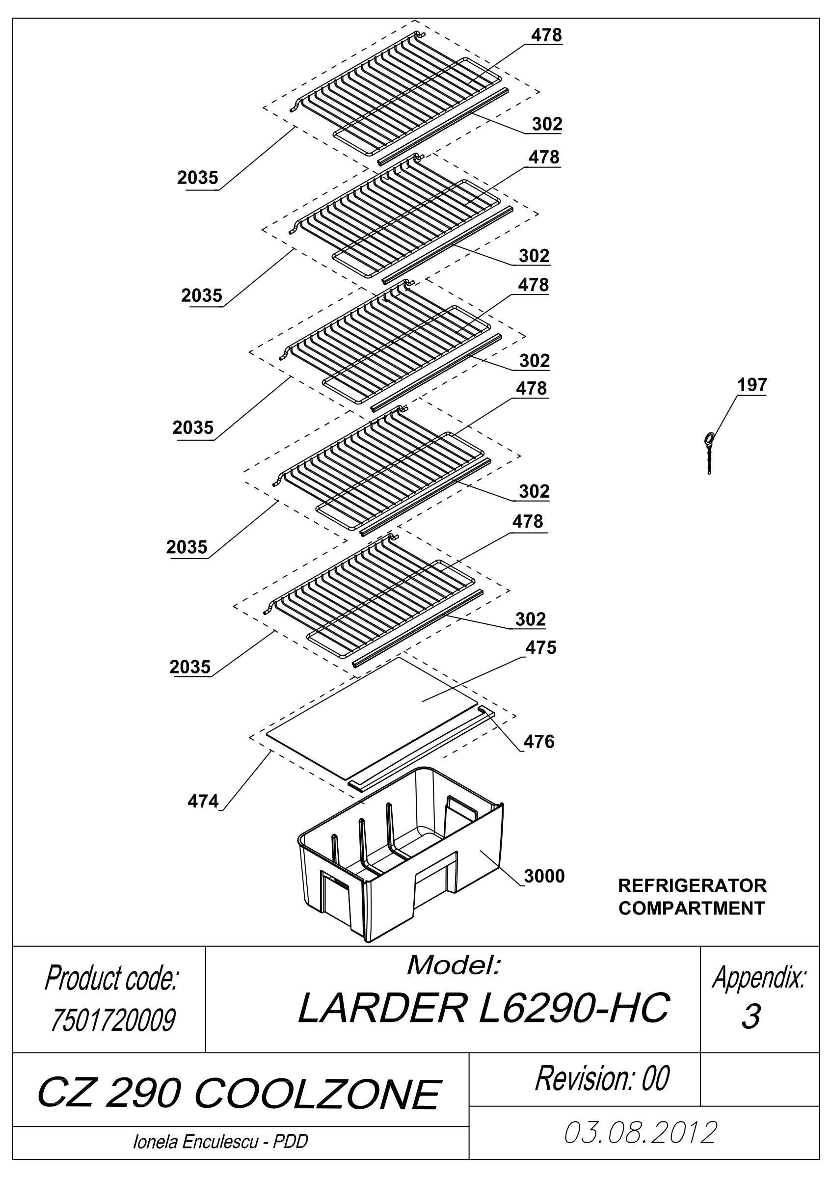 EXPLODED VIEW SHELVES CZ 290 COOLZONE