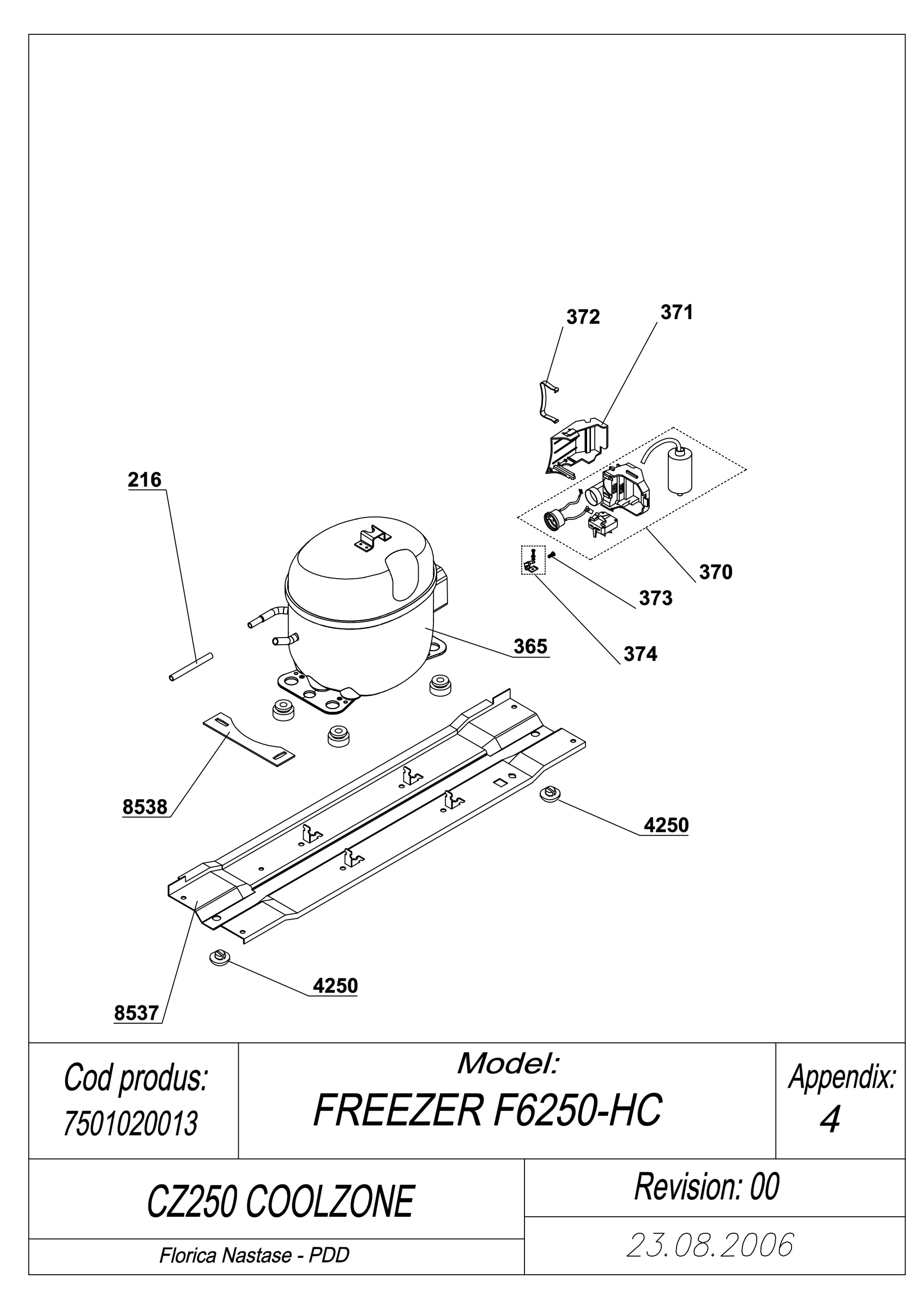 EXPLODED VIEW COMPRESSOR CZ 250 COOLZONE