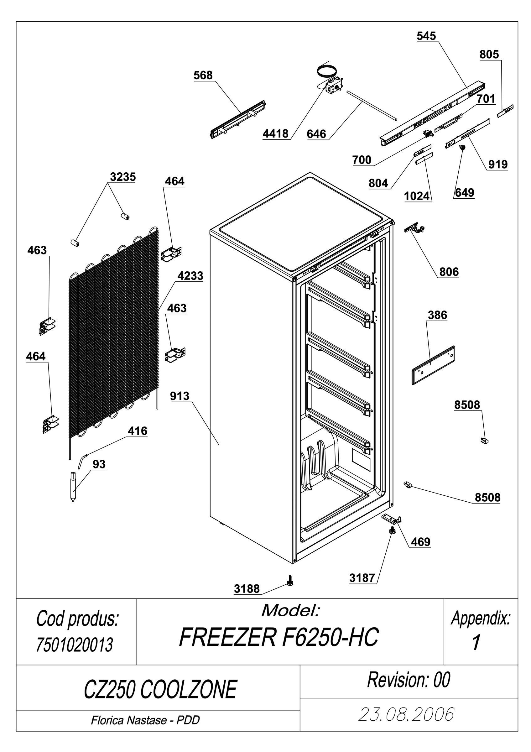 EXPLODED VIEW CABINET CZ 250 COOLZONE