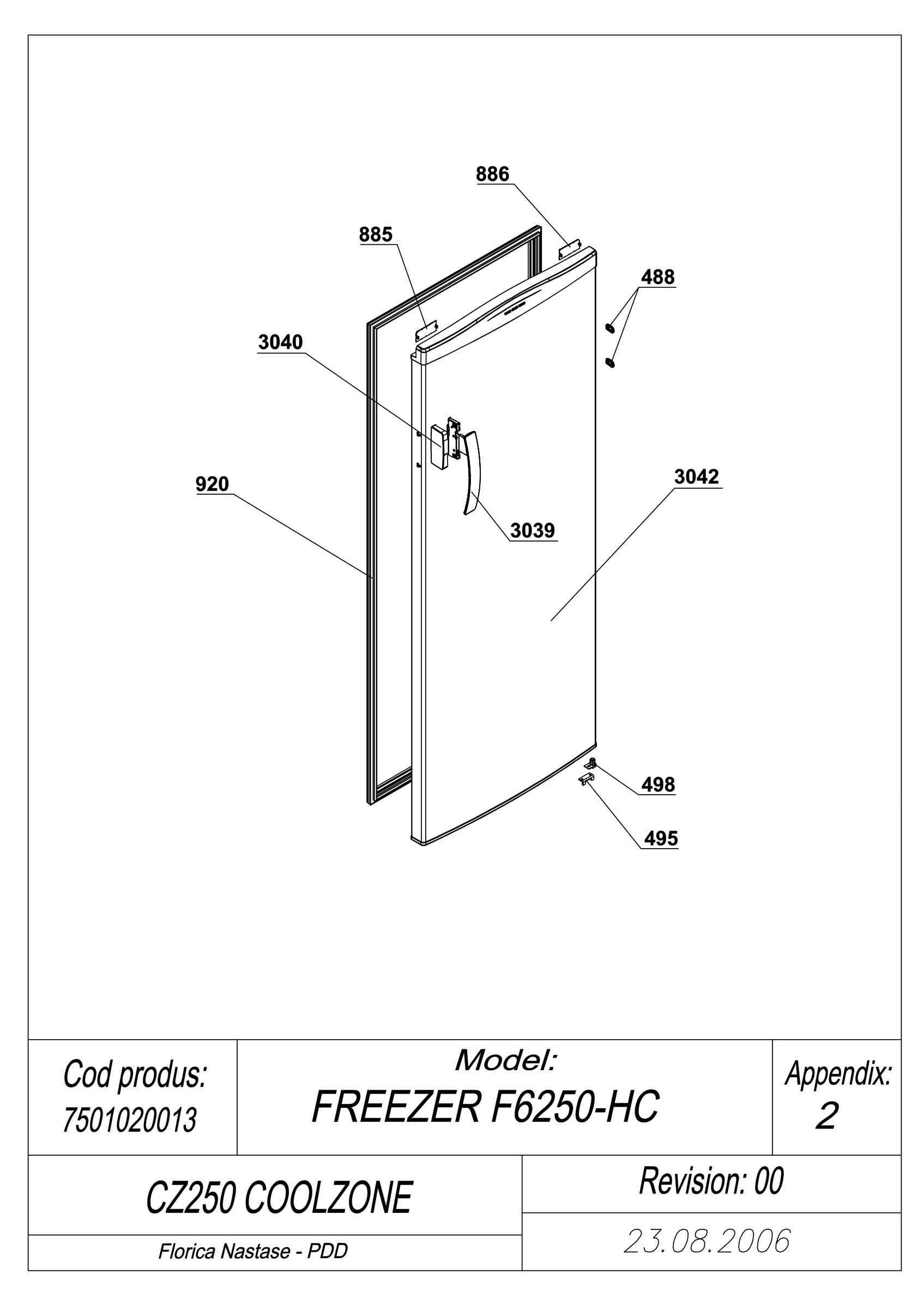 EXPLODED VIEW DOOR CZ 250 COOLZONE