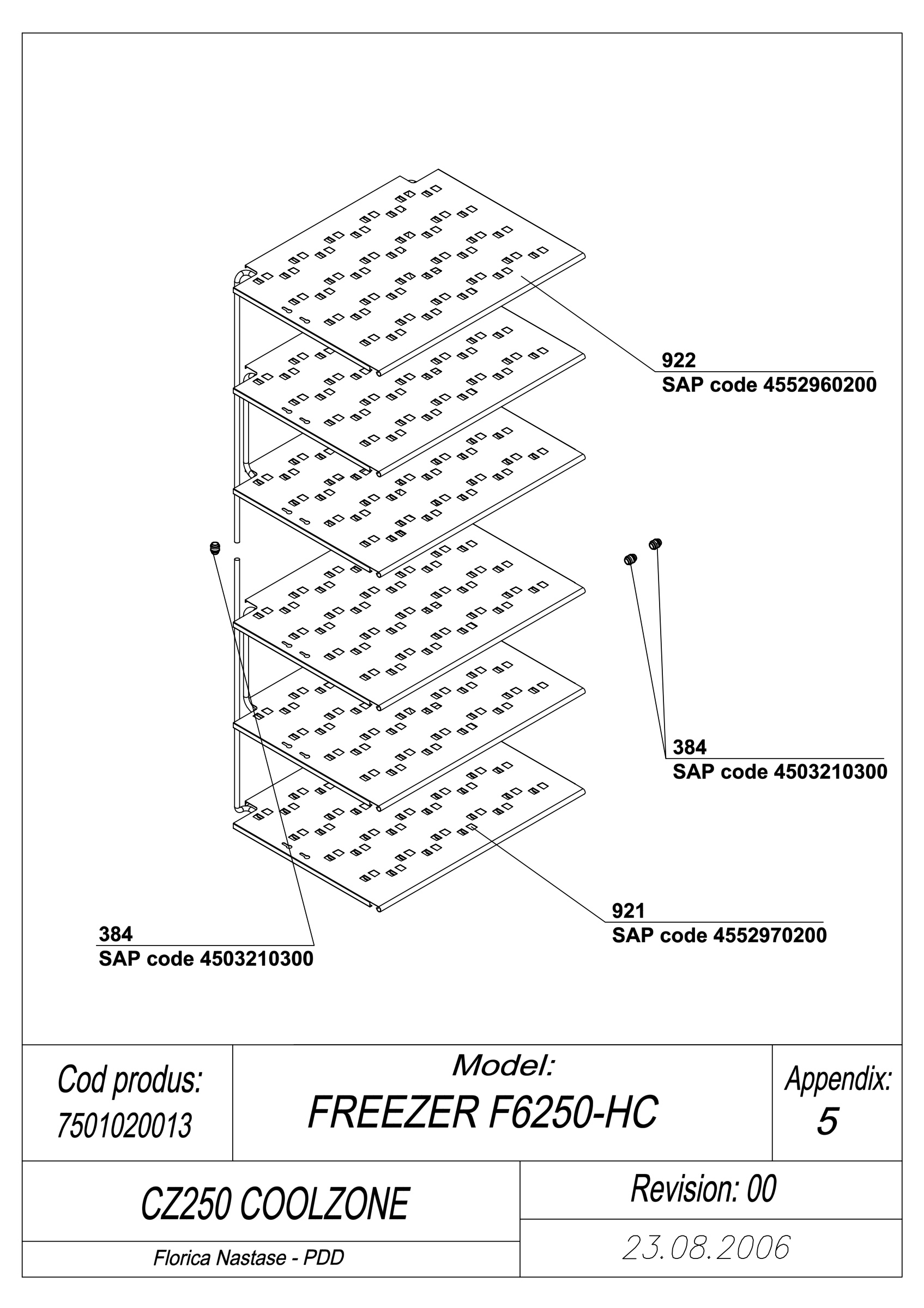 EXPLODED VIEW EVAPORATOR CZ 250 COOLZONE