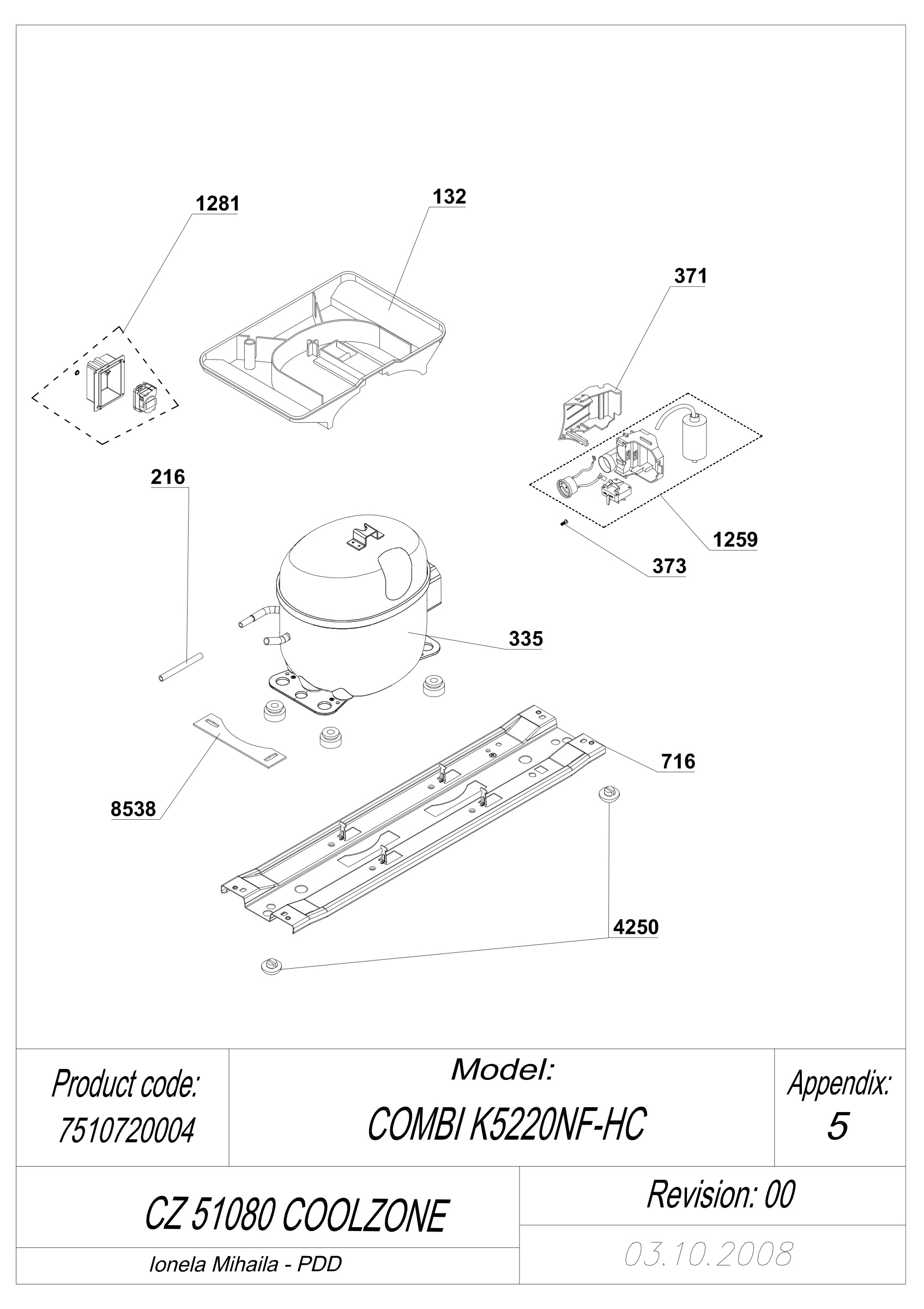 EXPLODED VIEW COMPRESSOR CZ 51080 COOLZONE