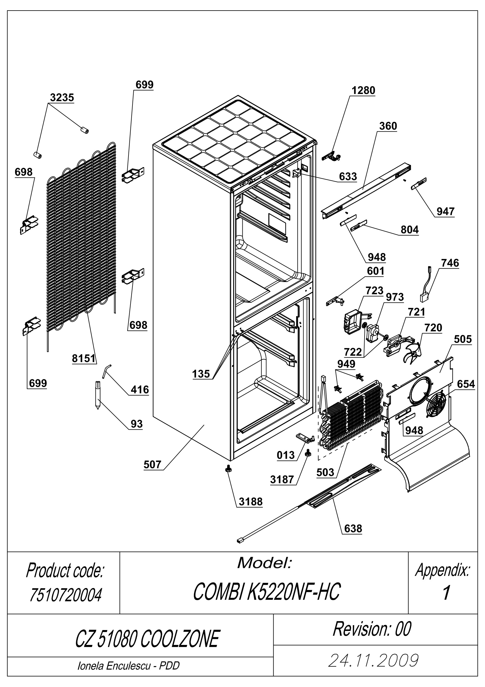 EXPLODED VIEW CABINET CZ 51080 COOLZONE