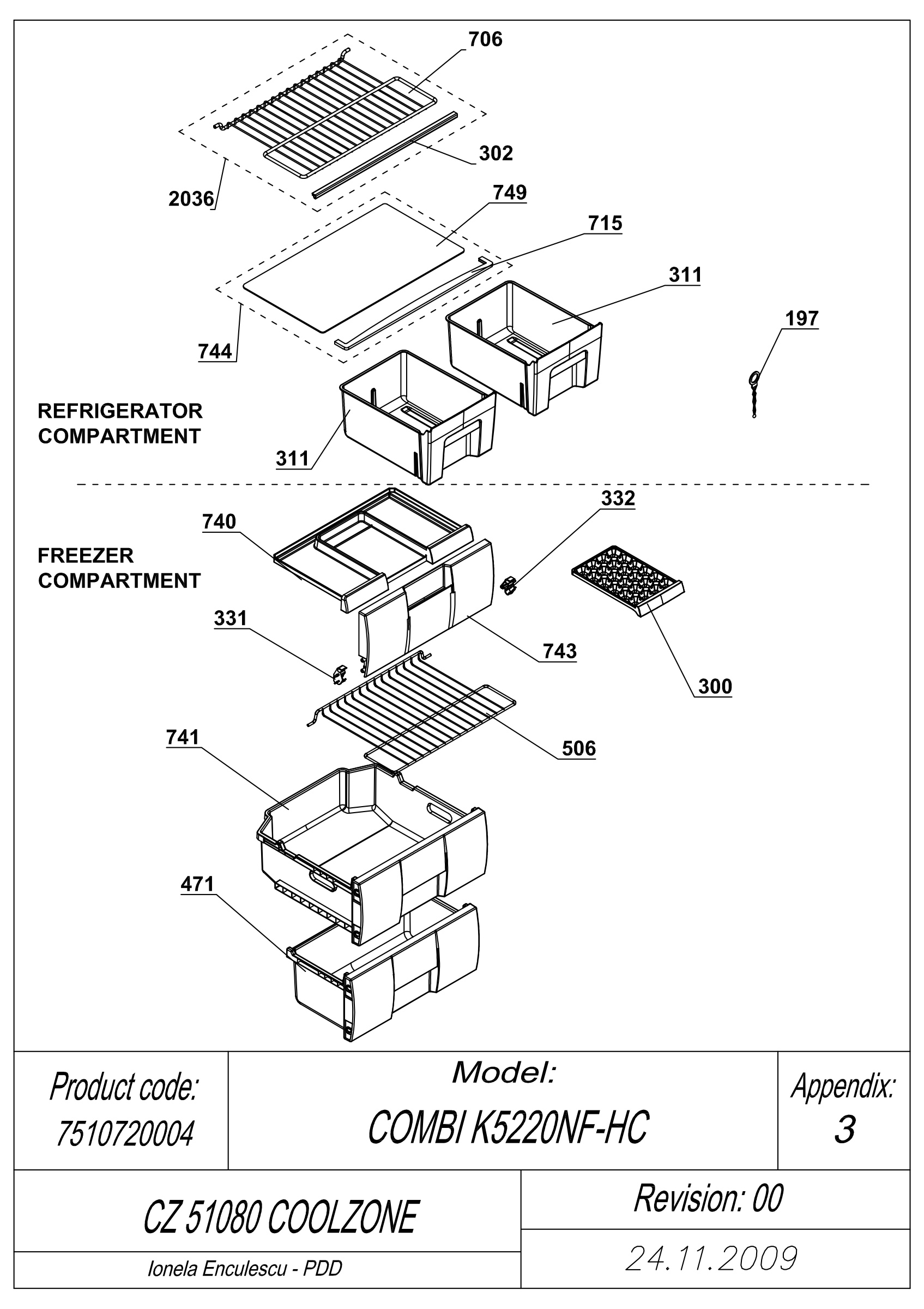 EXPLODED VIEW SHELVES CZ 51080 COOLZONE