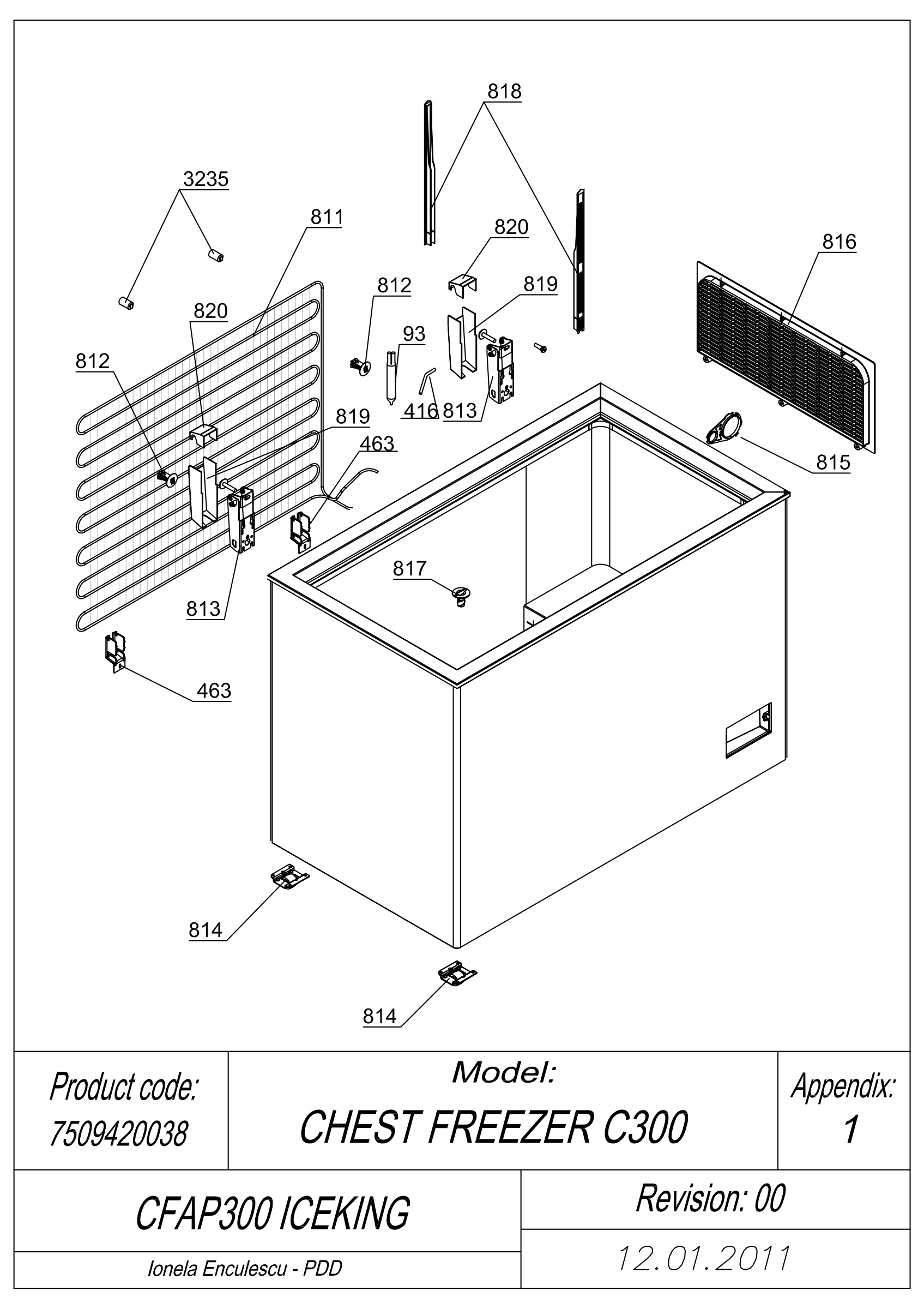 EXPLODED VIEW CABINET CFAP300 ICEKING _ UK