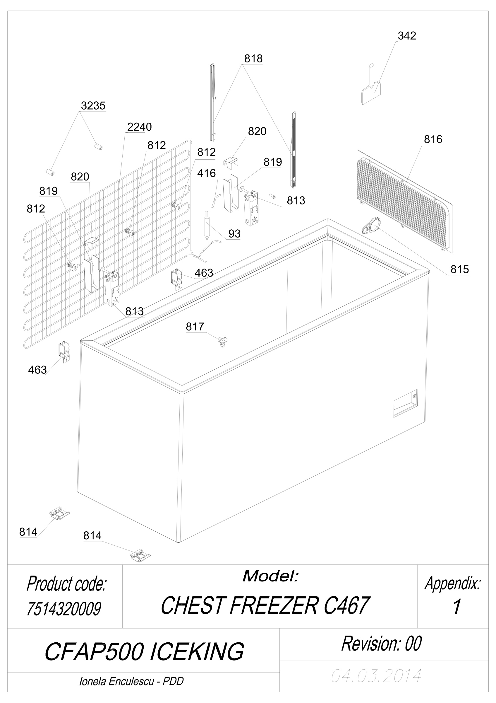 EXPLODED VIEW CABINET CFAP500 ICEKING_ UK
