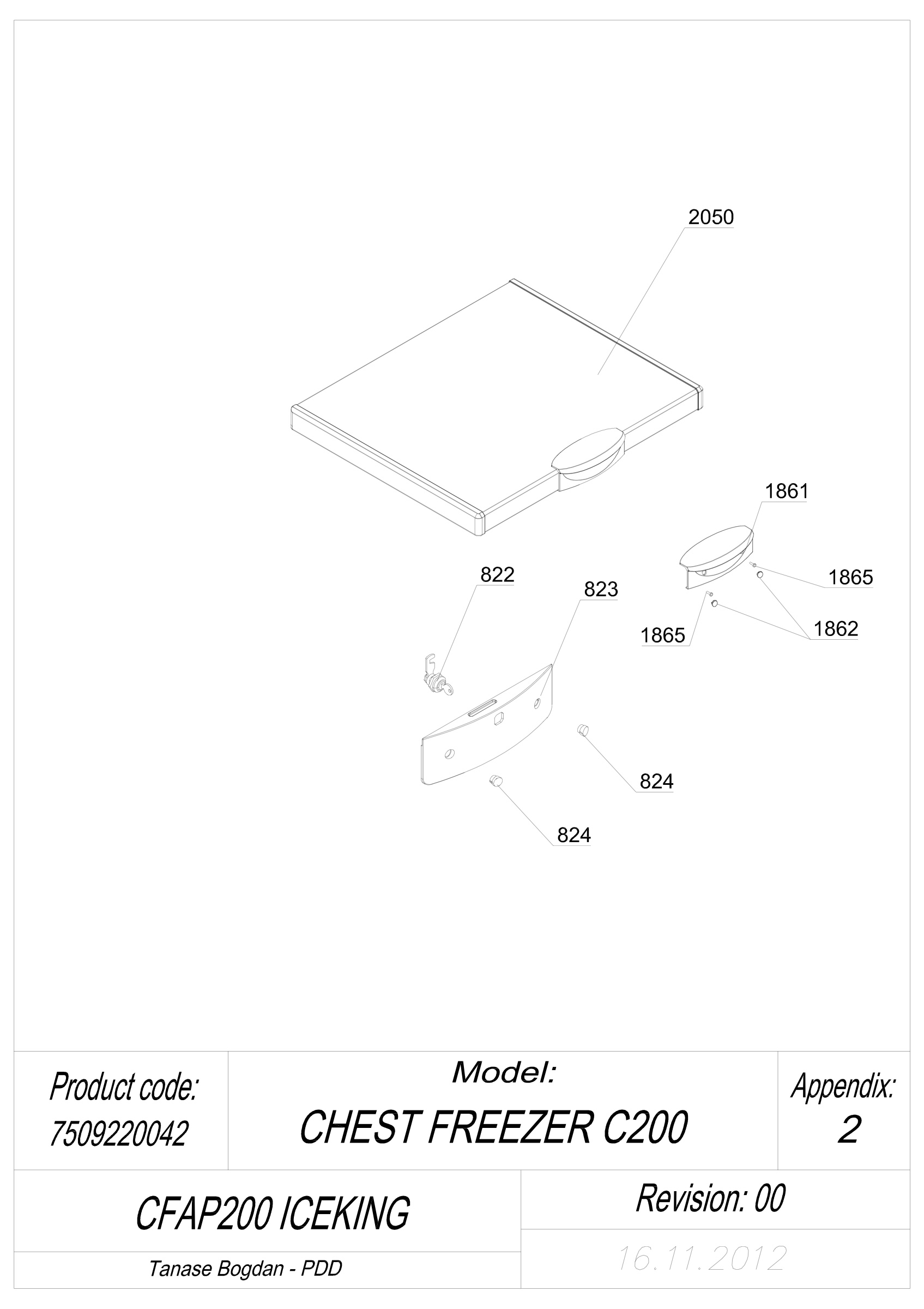 EXPLODED VIEW DOOR CFAP200 ICEKING _UK